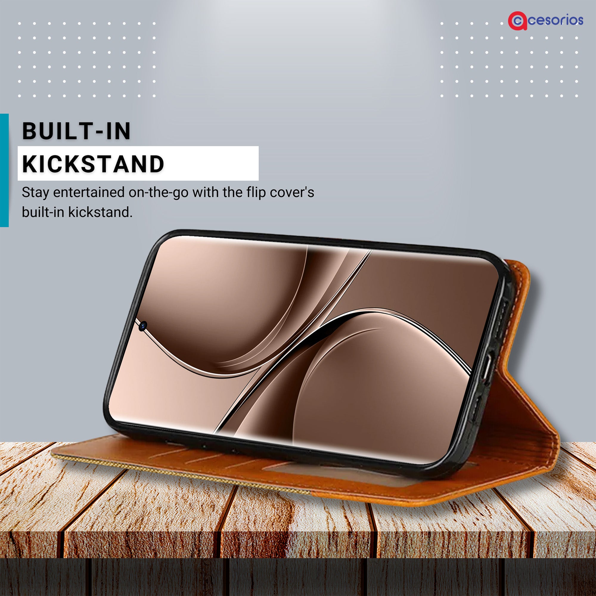 Accesorios Vivo V40E denim flip cover – Light Brown – Image 4 #color_light brown