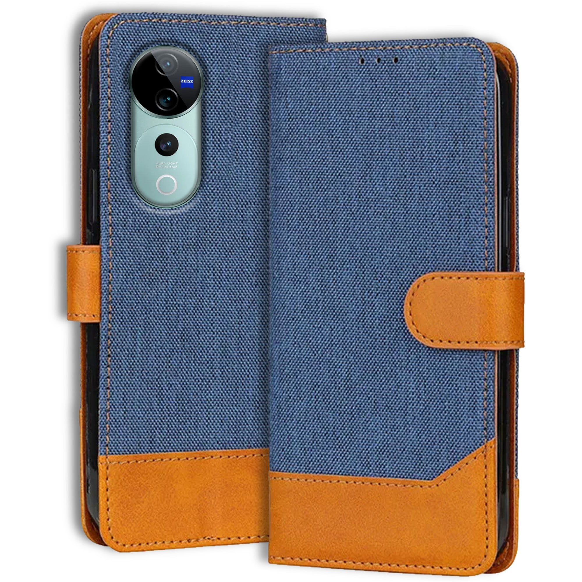 Accesorios Vivo V40 Pro denim flip cover – Blue – Image 1 #color_blue