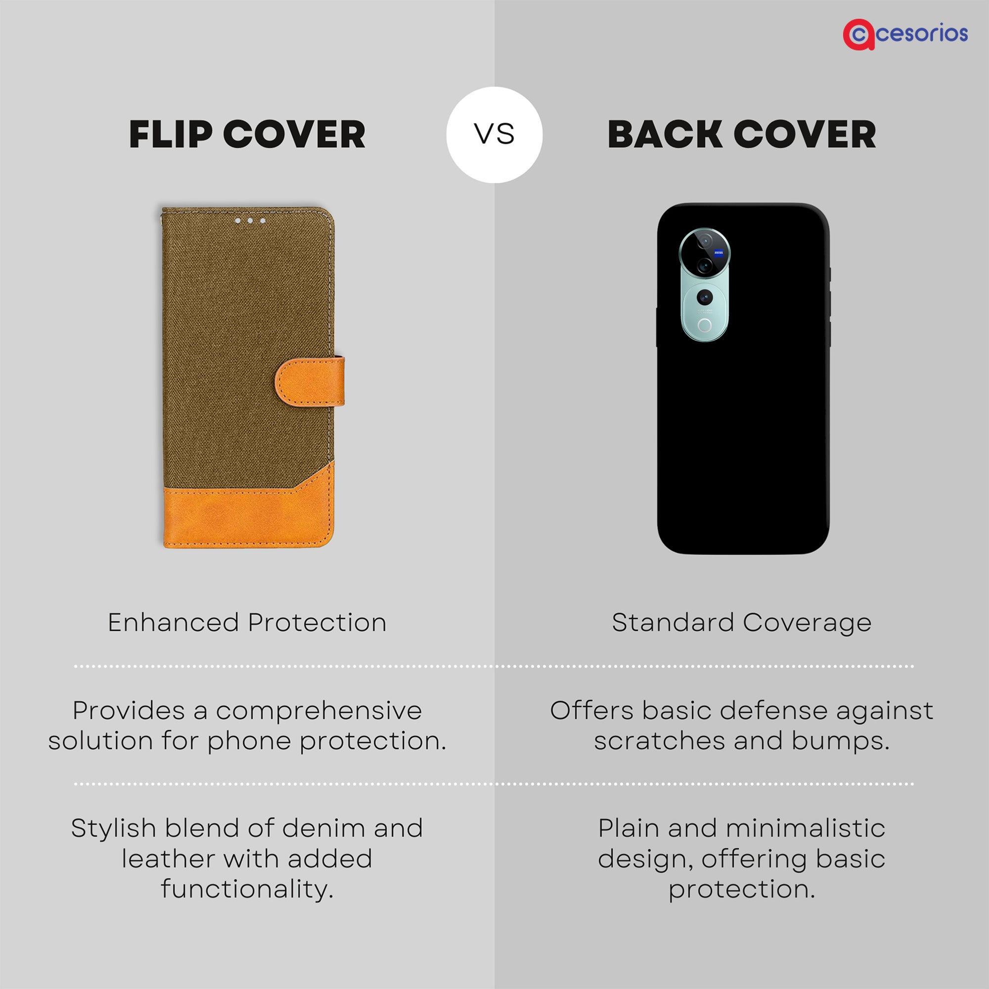 Accesorios Vivo V40 Pro denim flip cover – Dark Brown – Image 8 #color_dark brown