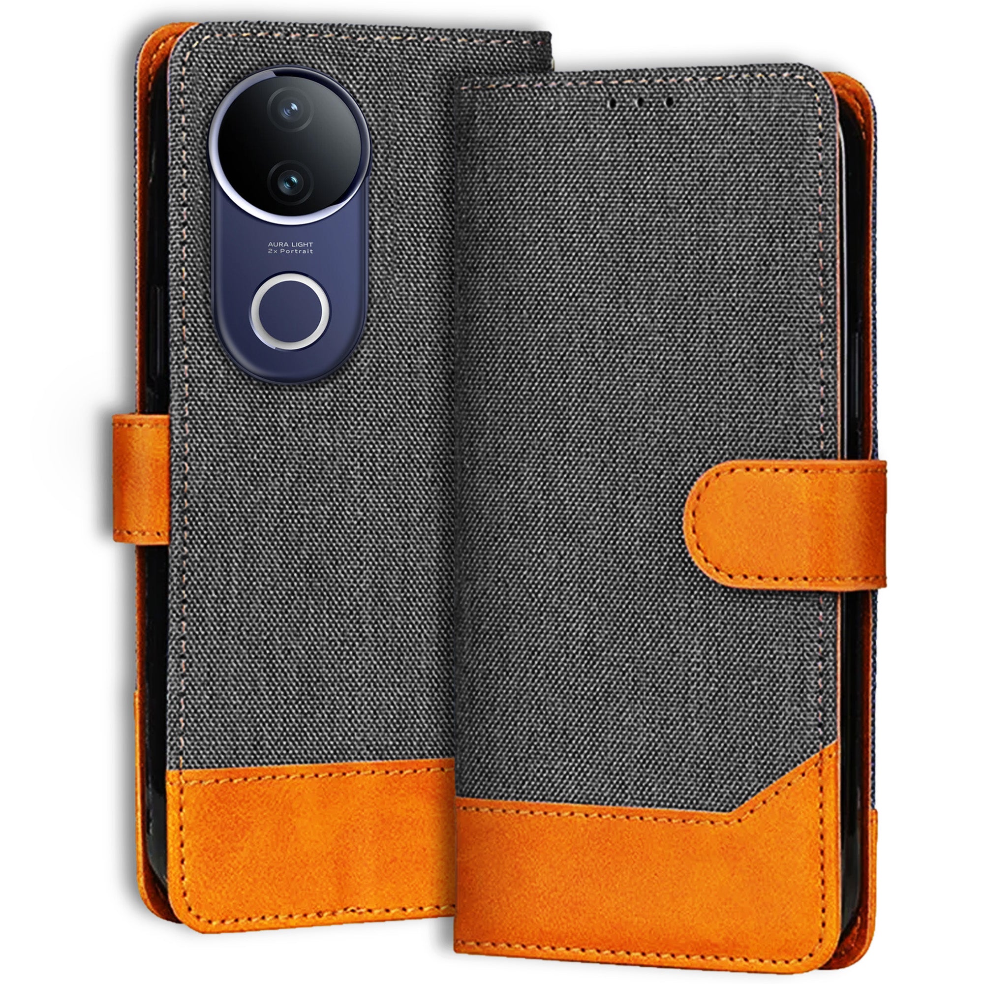 Accesorios Vivo V50E 5G denim flip cover – Grey – Image 1 #color_grey