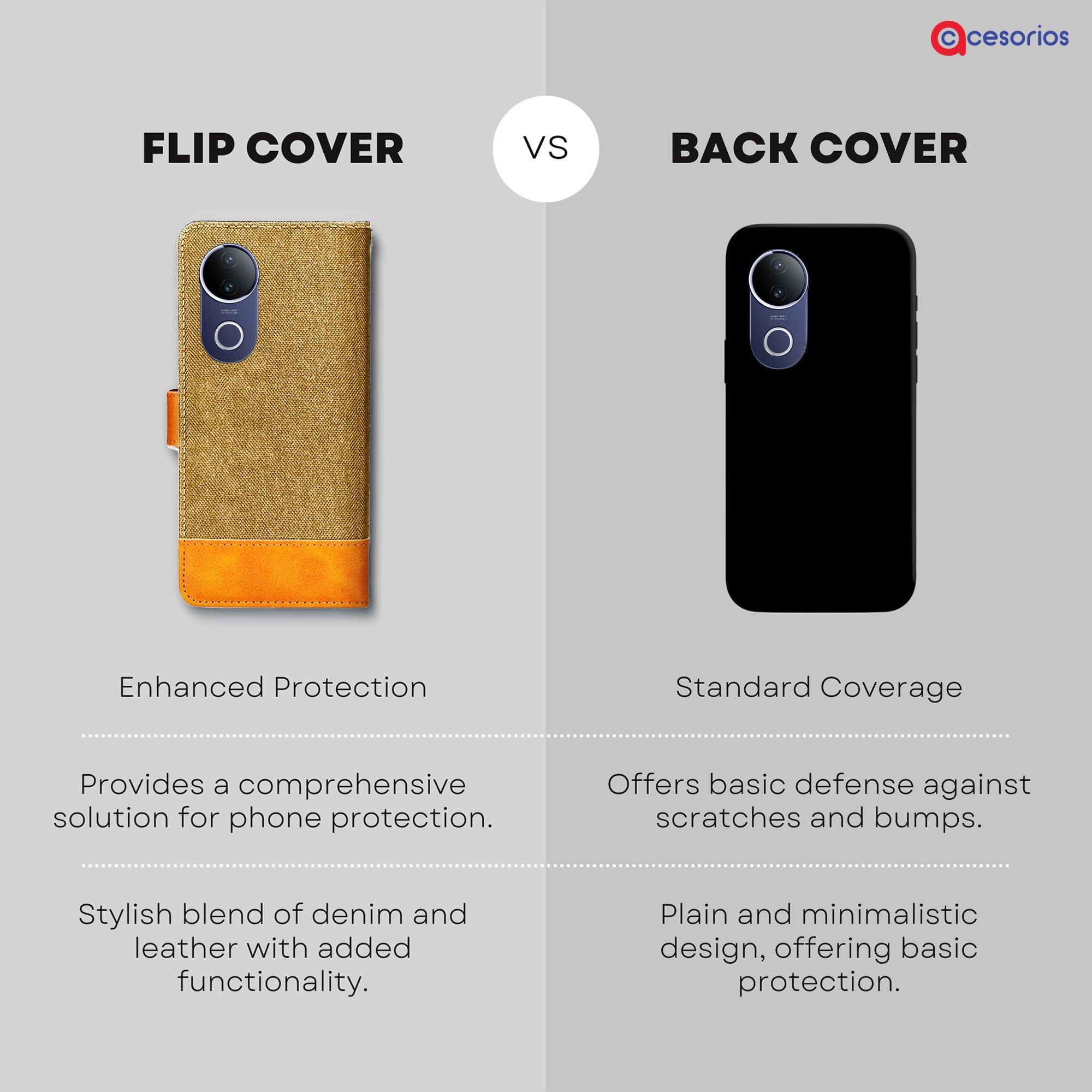 Accesorios Vivo V50E 5G denim flip cover – Light Brown – Image 8 #color_light brown