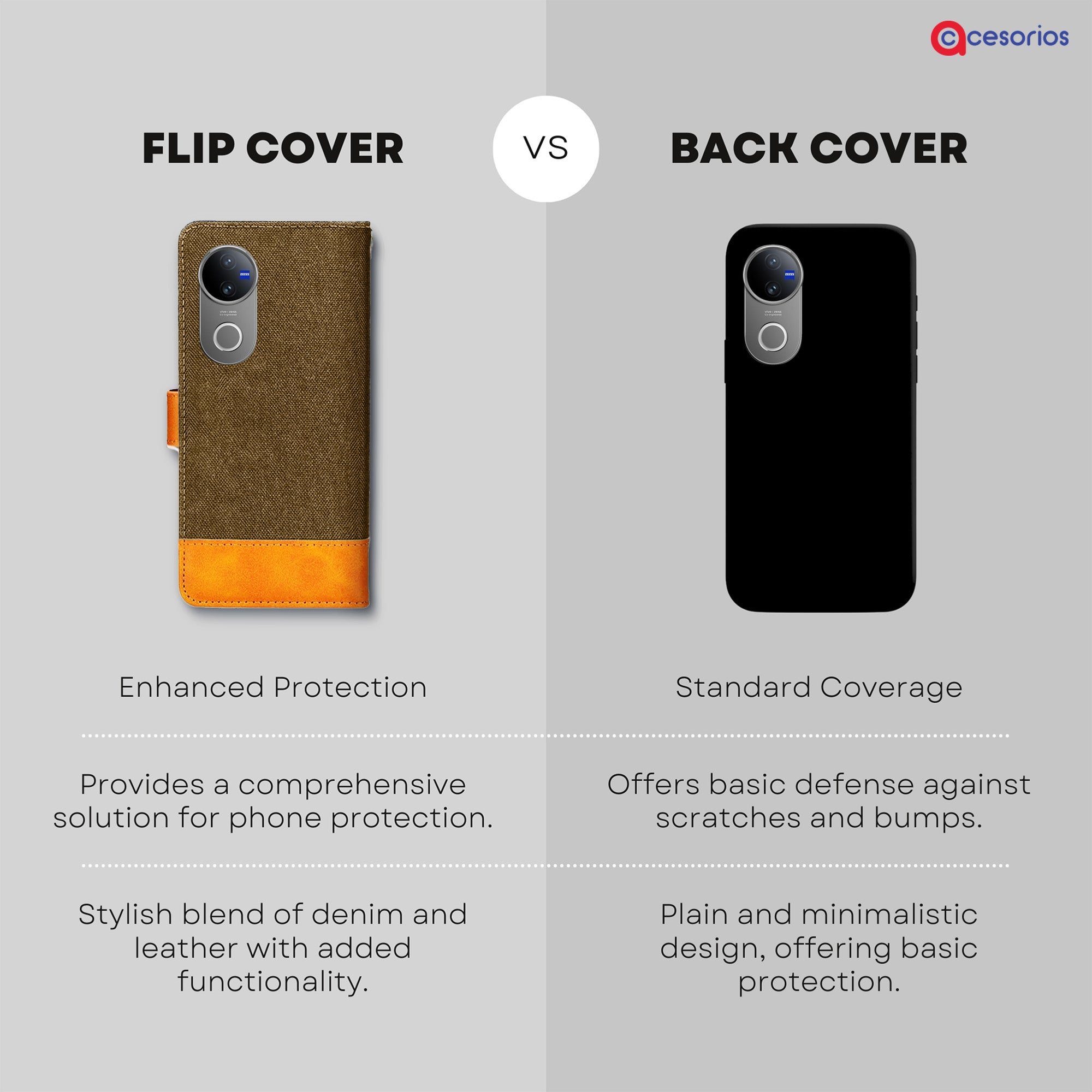 Accesorios Vivo V50 5G denim flip cover – Dark Brown – Image 8 #color_dark brown