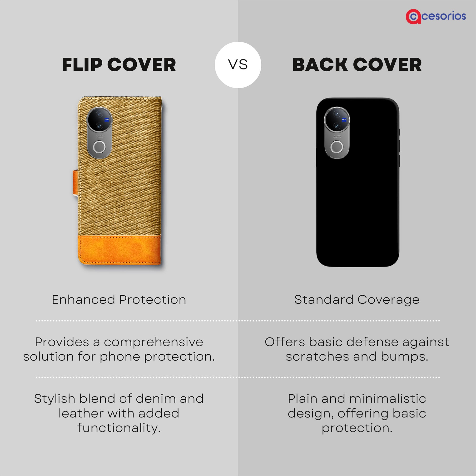 Accesorios Vivo V50 5G denim flip cover – Light Brown – Image 8 #color_light brown