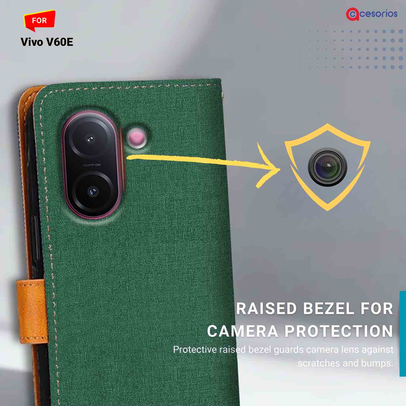 Accesorios Vivo V60E denim flip cover – Green – Image 2 #color_g