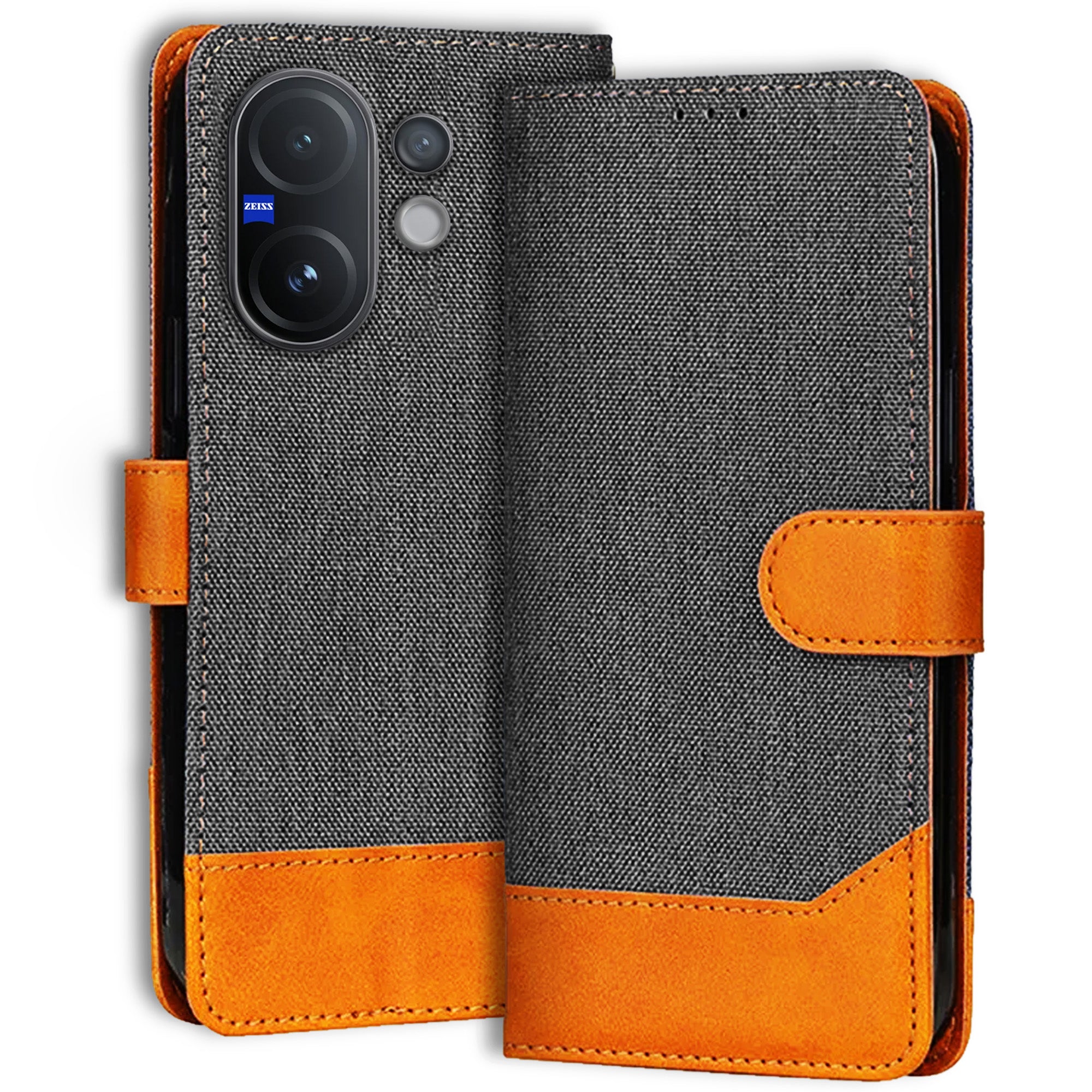 Accesorios Vivo V60 5G denim flip cover – Grey – Image 1 #color_grey