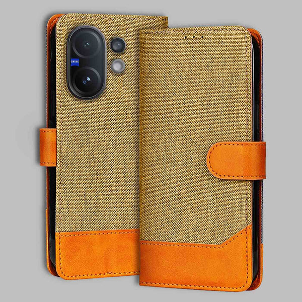 Vivo V60 5G Flip Cover — Denim, Camel Beige after a year of daily use