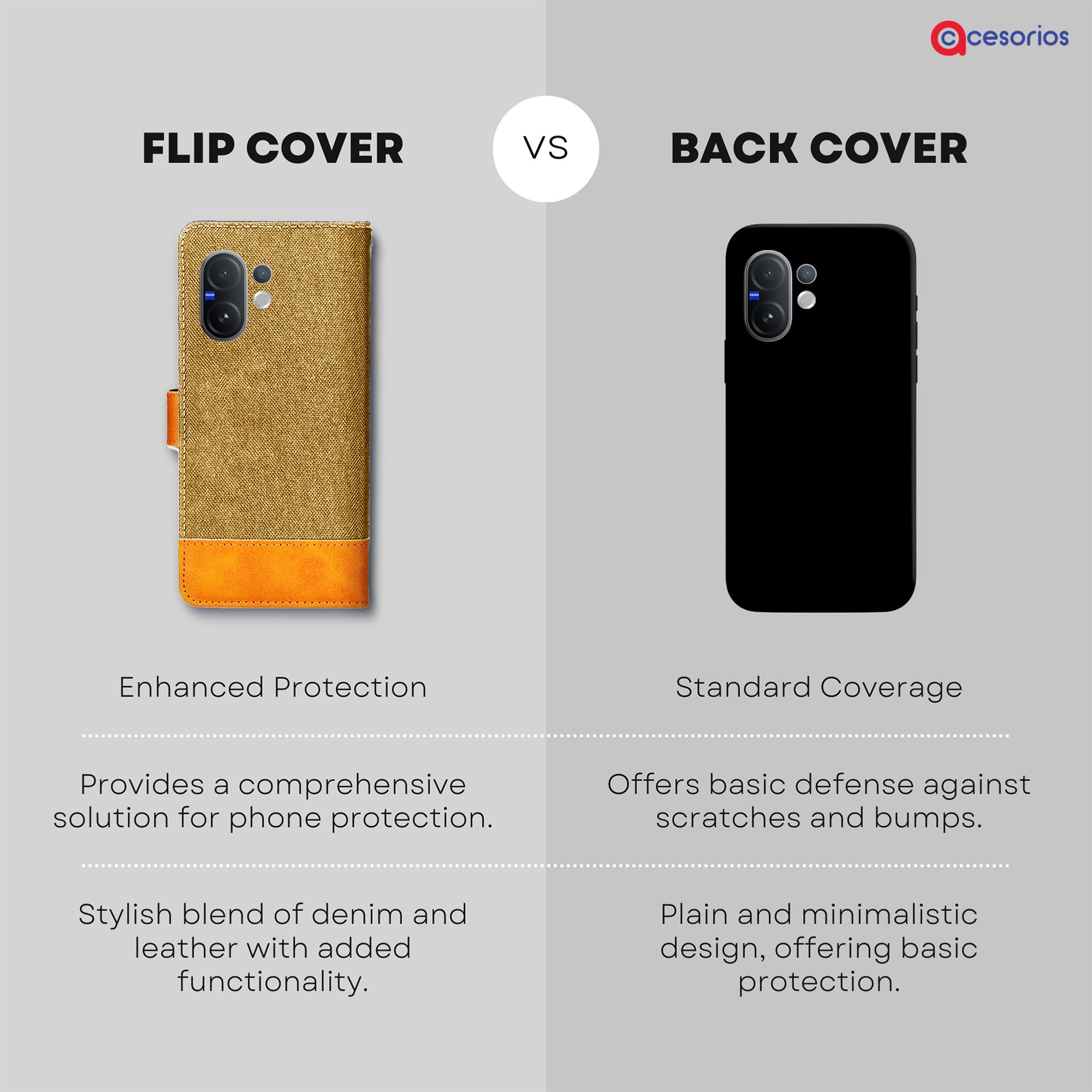 Accesorios Vivo V60 5G denim flip cover – Light Brown – Image 8 #color_light brown