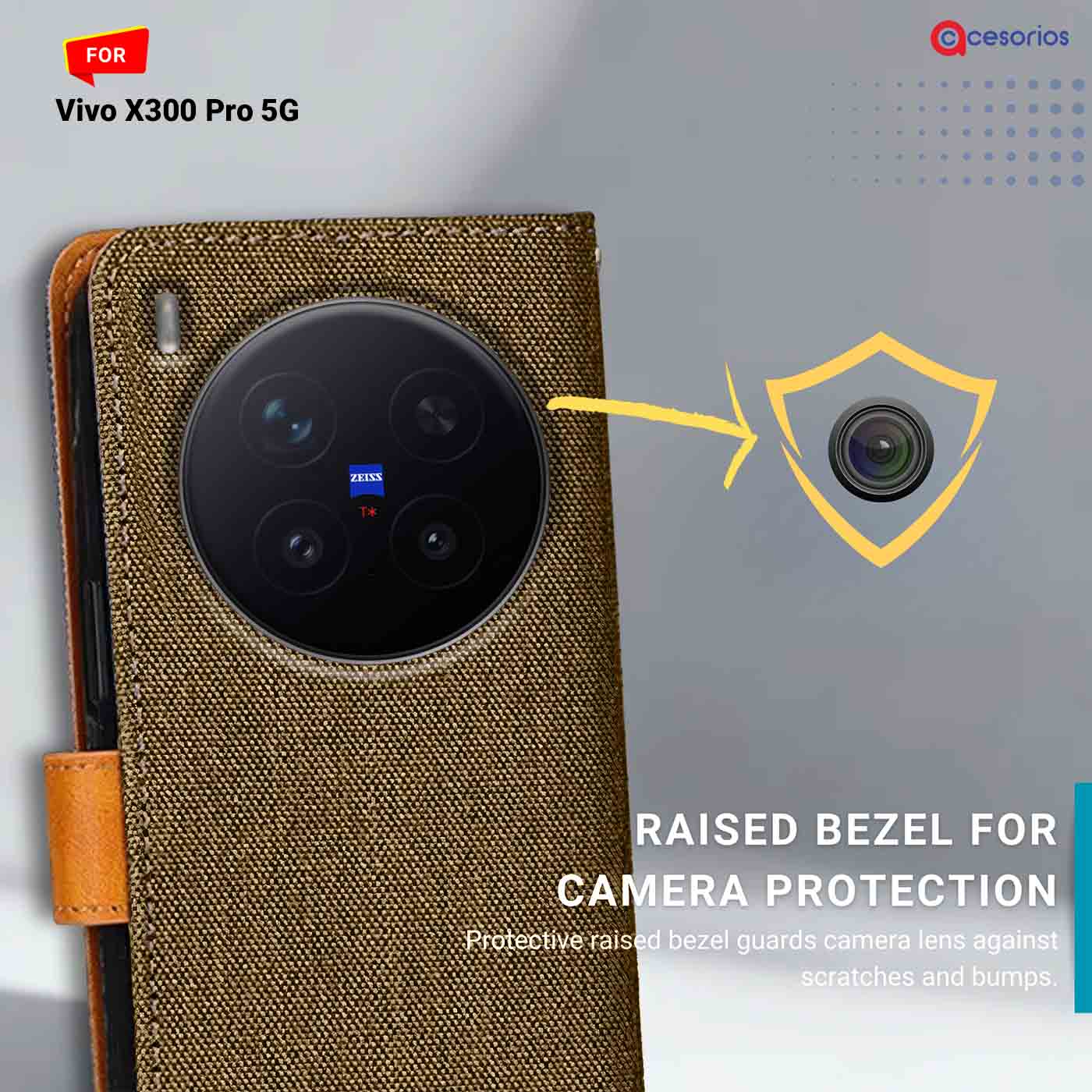 Accesorios Vivo X300 Pro 5G denim flip cover – Dark Brown – Image 2 #color_dark b