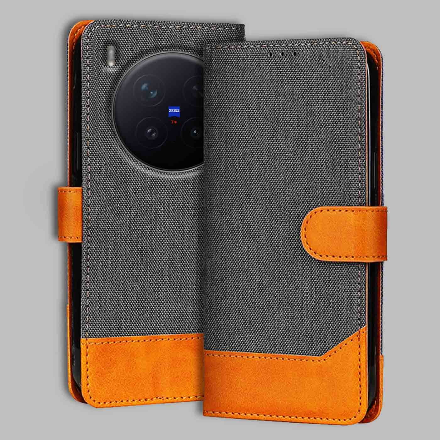 Accesorios Vivo X300 Pro 5G denim flip cover – Grey – Image 1 #color_