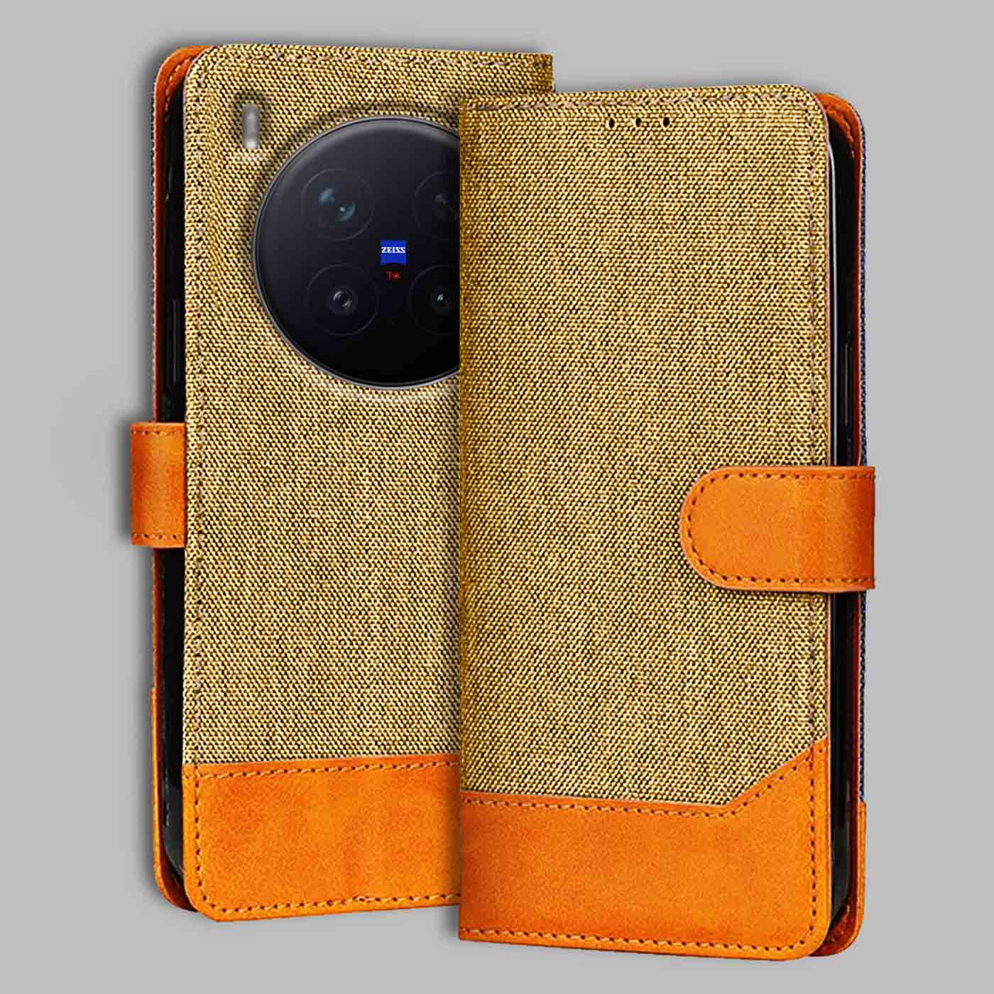 Accesorios Vivo X300 Pro 5G denim flip cover – Light Brown – Image 1 #color_light b