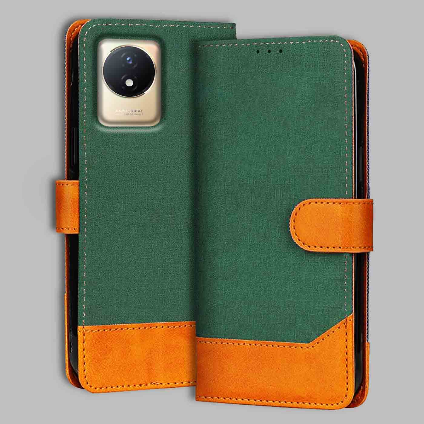 Accesorios Vivo Y02T denim flip cover – Green – Image 1 #color_g