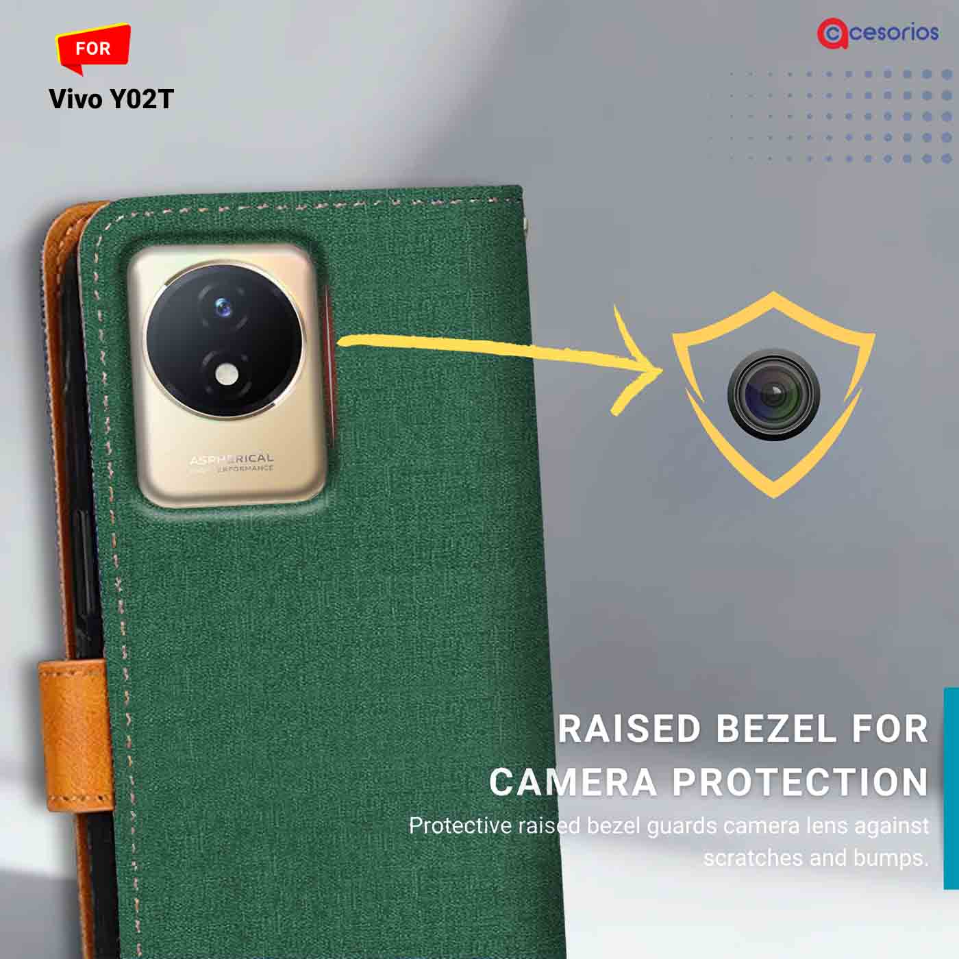 Canvas & Suede back panel — Vivo Y02T in Green mobile case