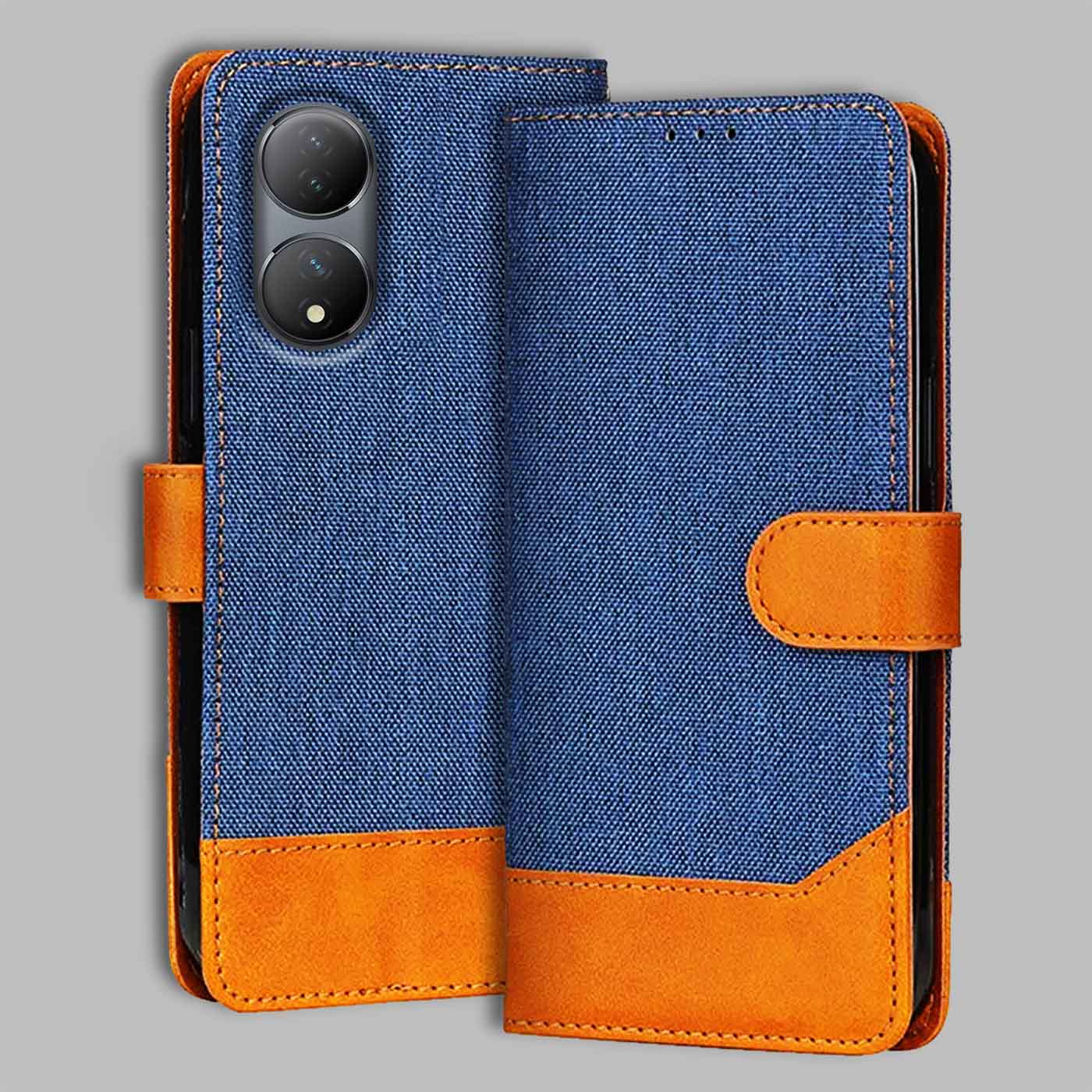 Accesorios Vivo Y100A 5G denim flip cover – Blue – Image 1 #color_