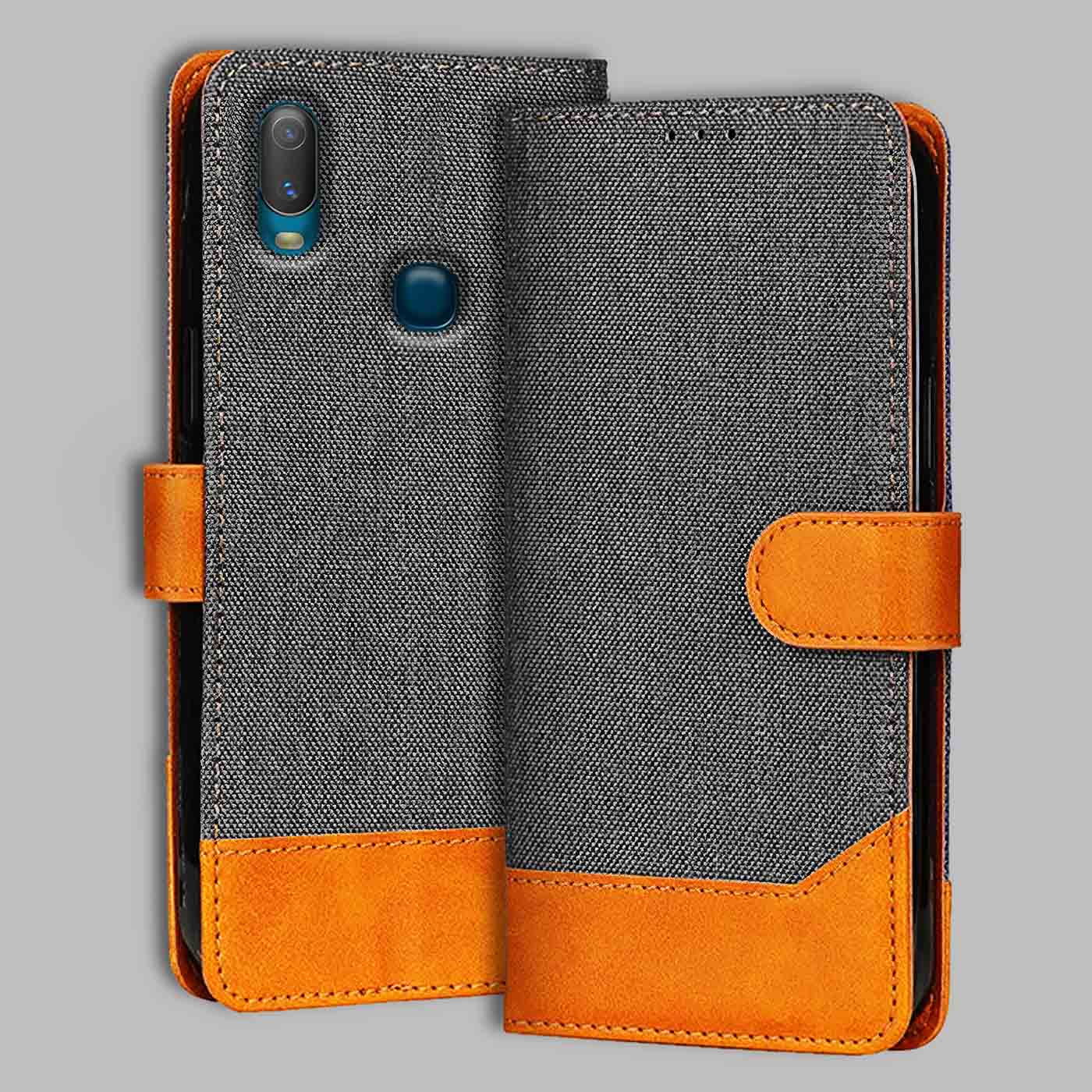 Accesorios Vivo Y11 denim flip cover – Grey – Image 1 #color_