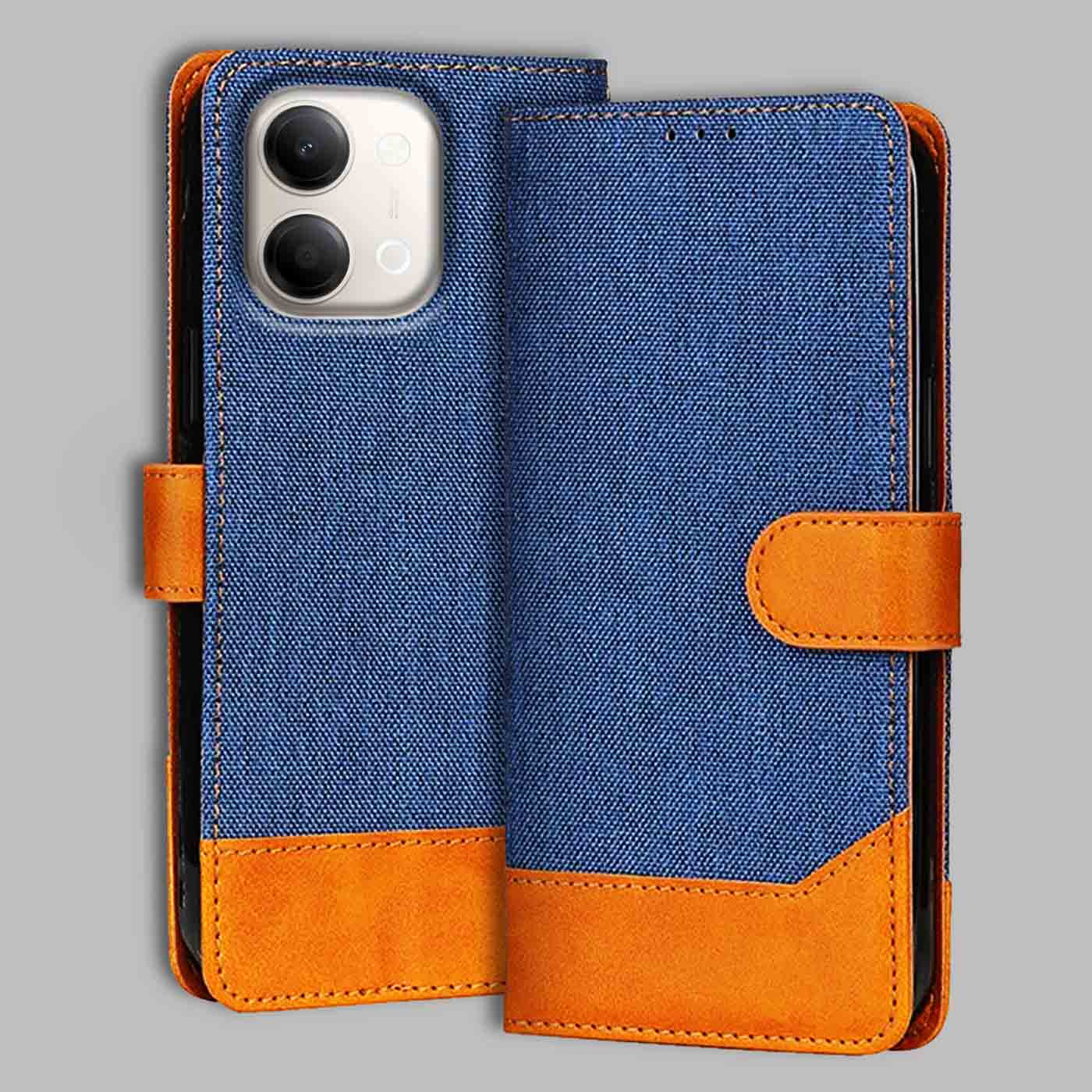 Vivo Y11 5G flip cover in Blue — front view by Accesorios