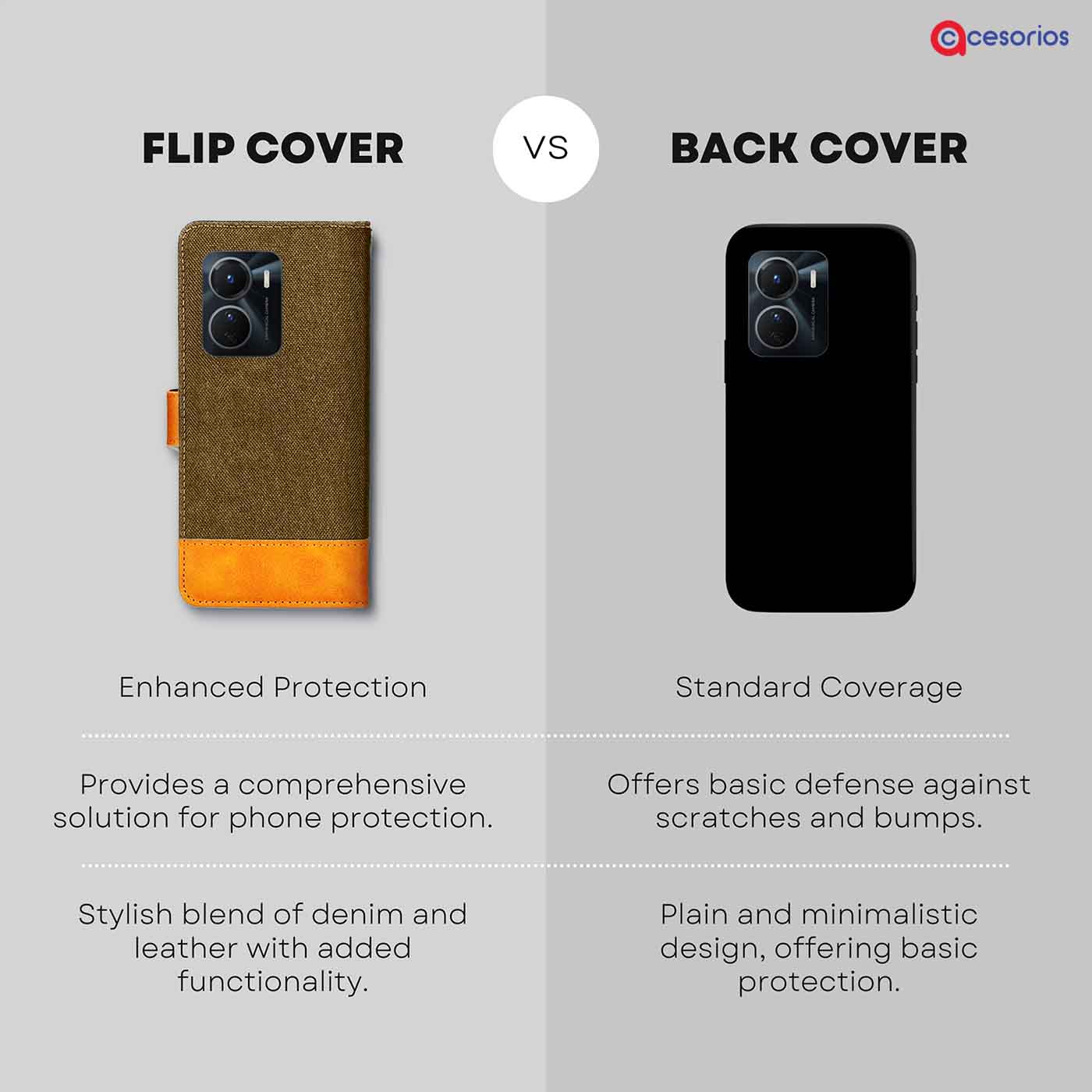 Accesorios Vivo Y16 denim flip cover – Dark Brown – Image 8 #color_dark b