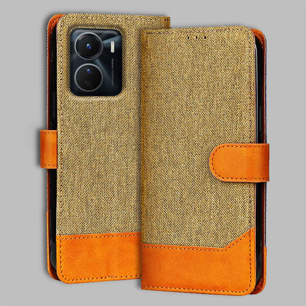 Vivo Y16 Flip Cover — Denim, Camel Beige after a year of daily use