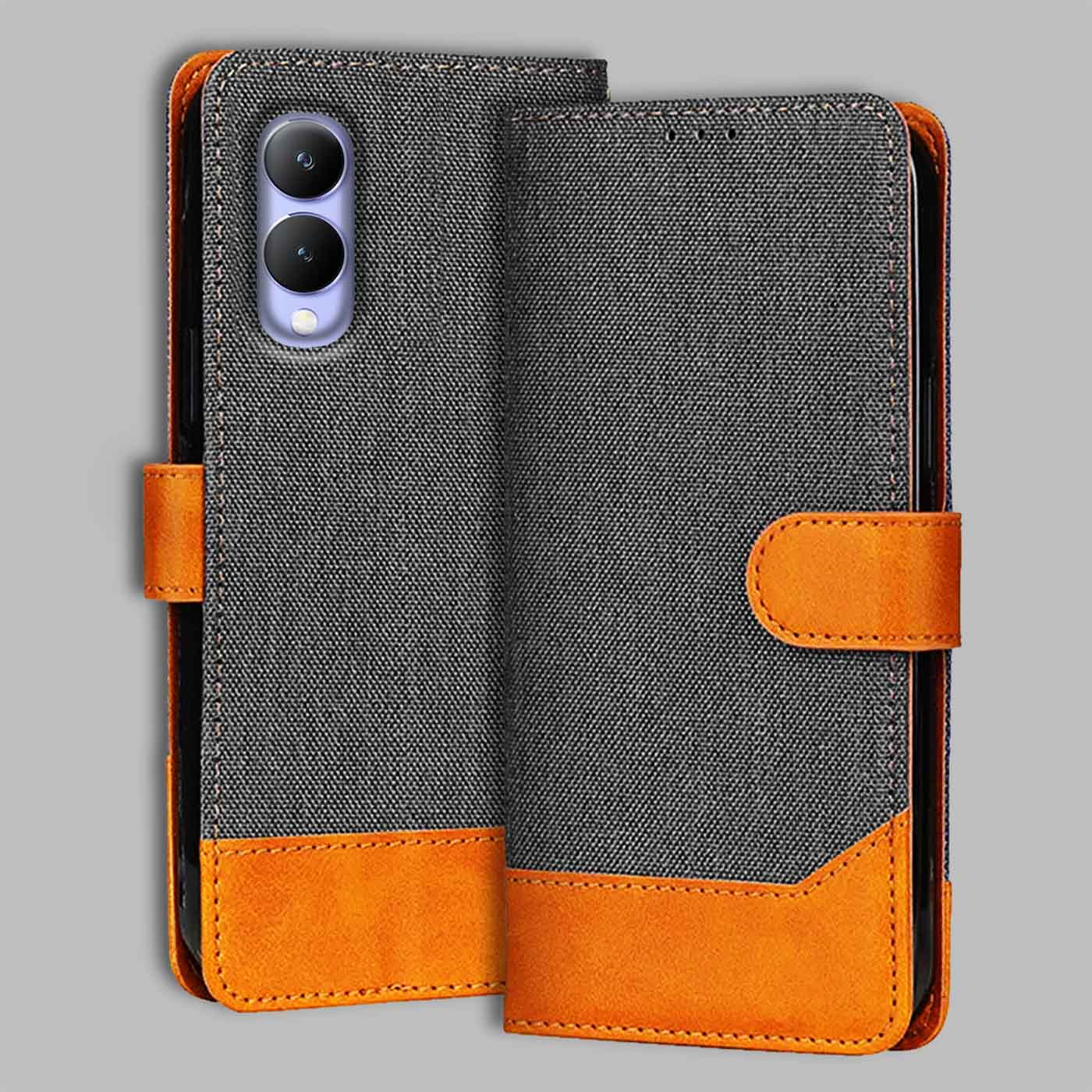Accesorios Vivo Y17S denim flip cover – Grey – Image 1 #color_