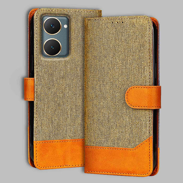 Vivo Y18 Flip Cover — Denim, Camel Beige after a year of daily use