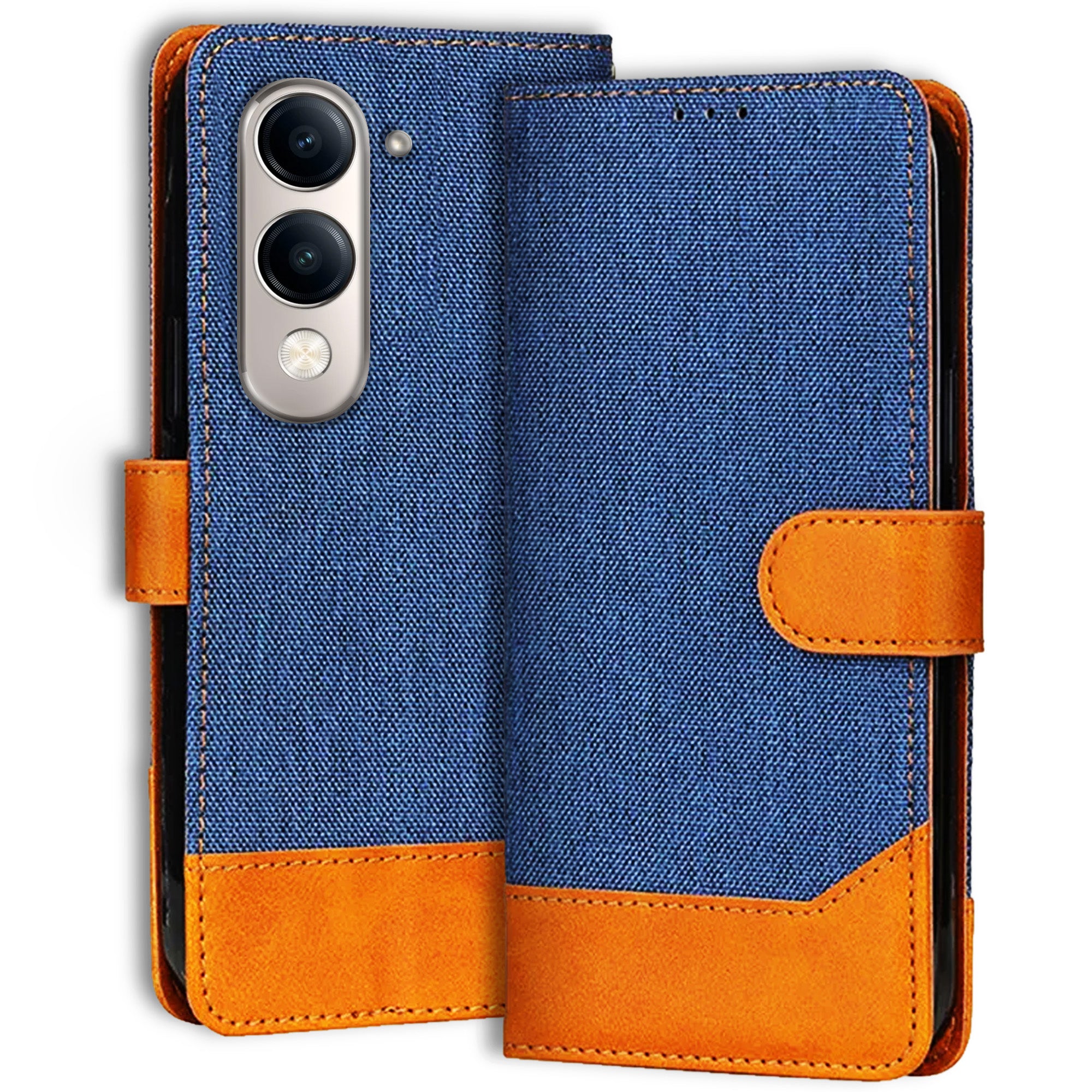 Accesorios Vivo Y19E 5G denim flip cover – Blue – Image 1 #color_blue