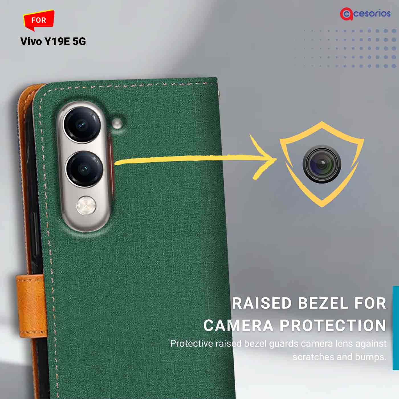 Canvas & Suede back panel — Vivo Y19E 5G in Green mobile case