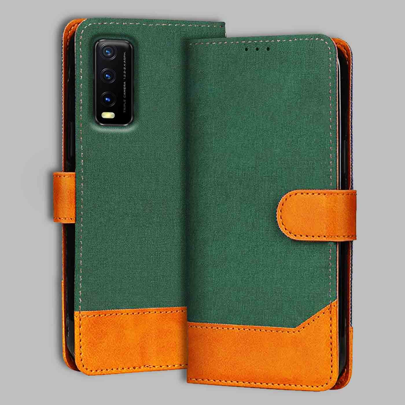 Accesorios Vivo Y20 denim flip cover – Green – Image 1 #color_g