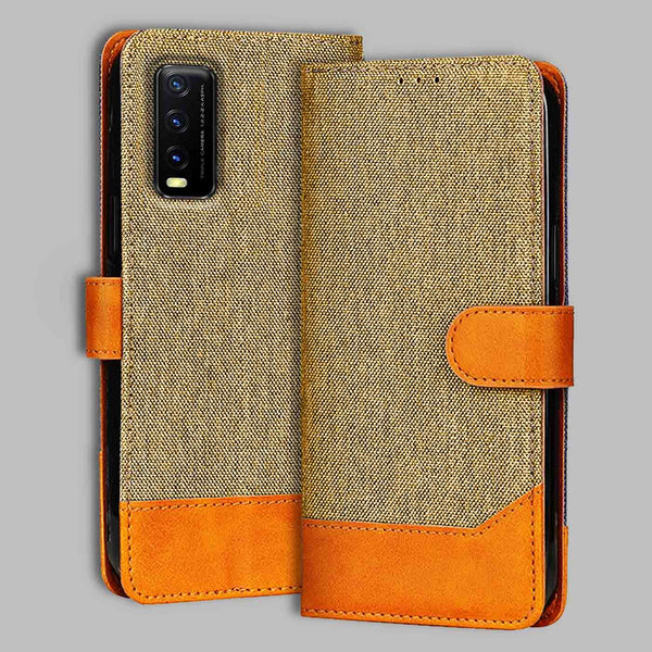 Vivo Y20 Flip Cover — Denim, Camel Beige after a year of daily use