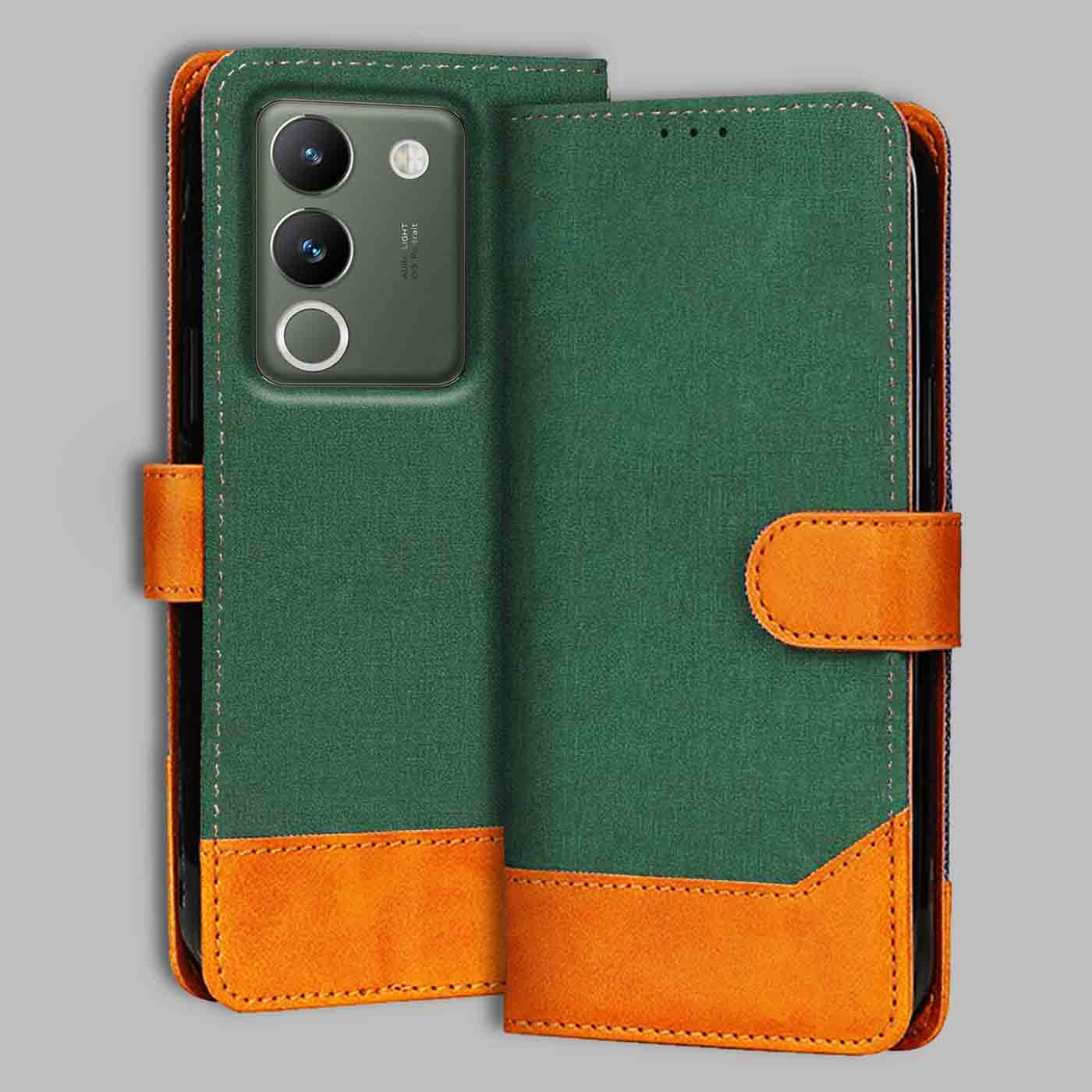 Accesorios Vivo Y200 denim flip cover – Green – Image 1 #color_g