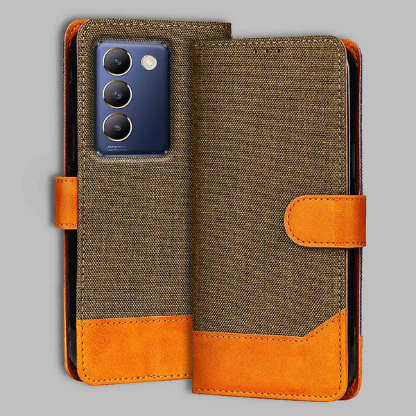 Vivo Y200E Flip Cover — Denim, Walnut Brown after a year of daily use