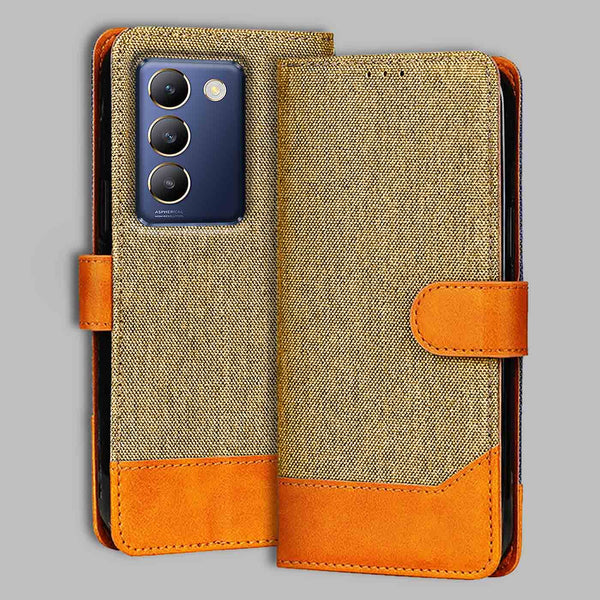 Vivo Y200E Flip Cover — Denim, Camel Beige after a year of daily use