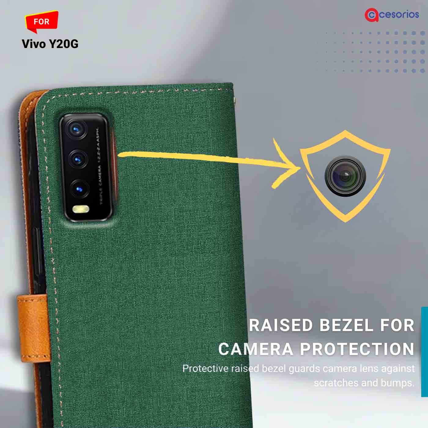 Accesorios Vivo Y20G denim flip cover – Green – Image 2 #color_g