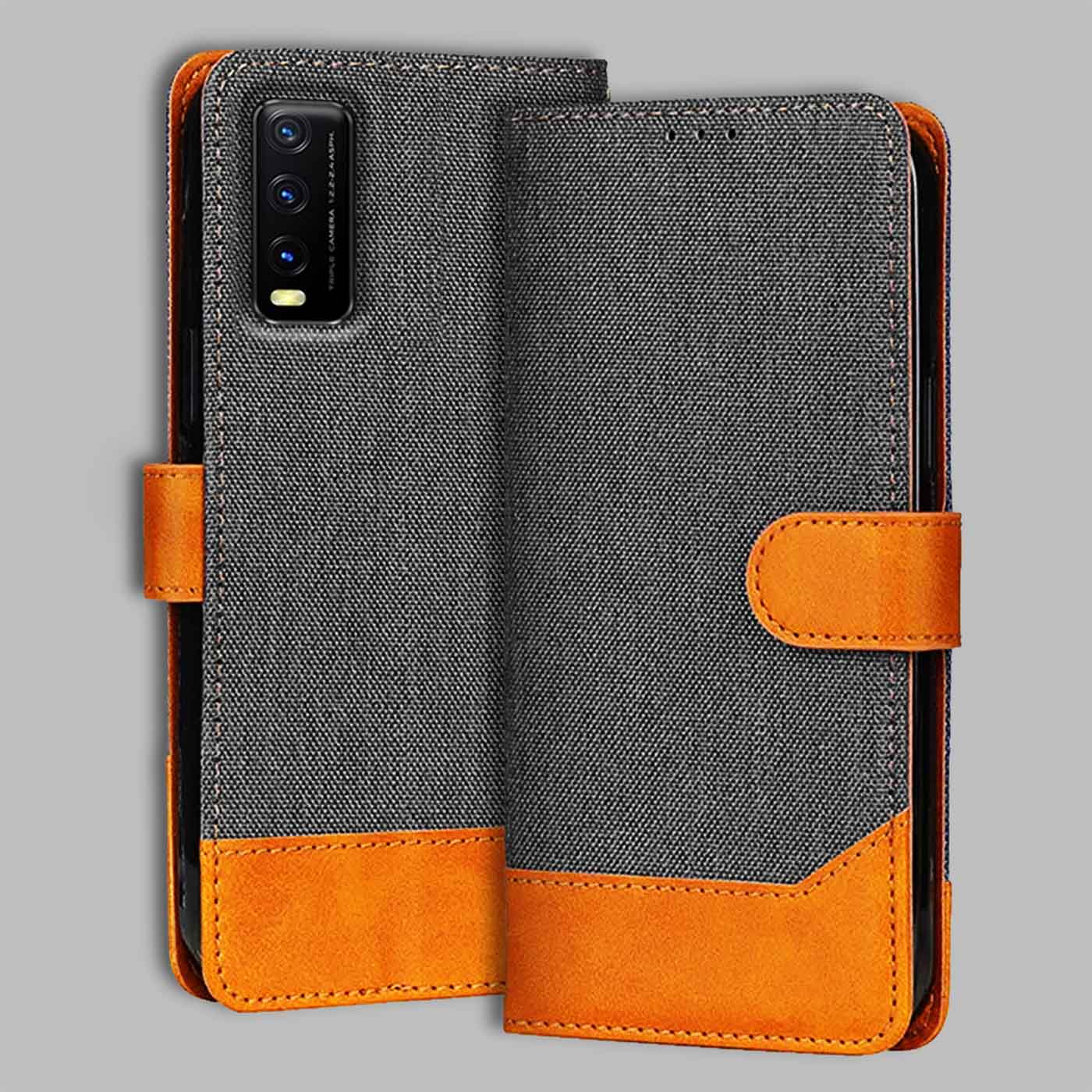 Accesorios Vivo Y20G denim flip cover – Grey – Image 1 #color_