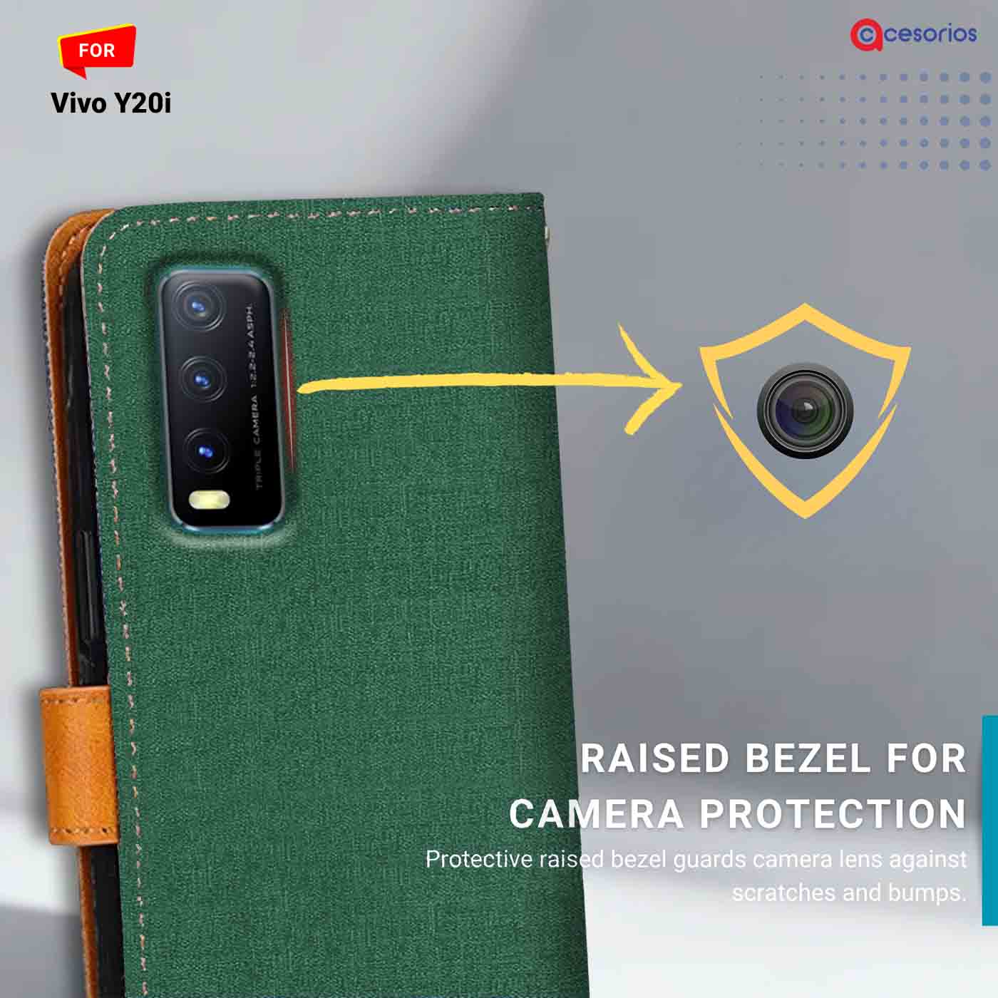 Canvas & Suede back panel — Vivo Y20I in Green mobile case