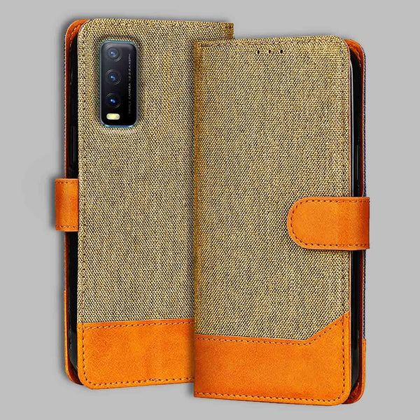 Vivo Y20I Flip Cover — Denim, Camel Beige after a year of daily use