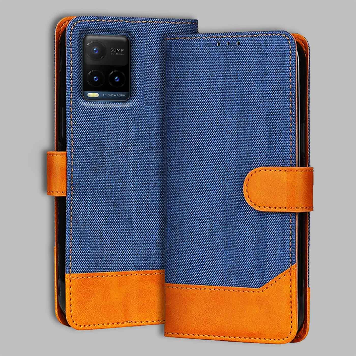 Accesorios Vivo Y21T denim flip cover – Blue – Image 1 #color_