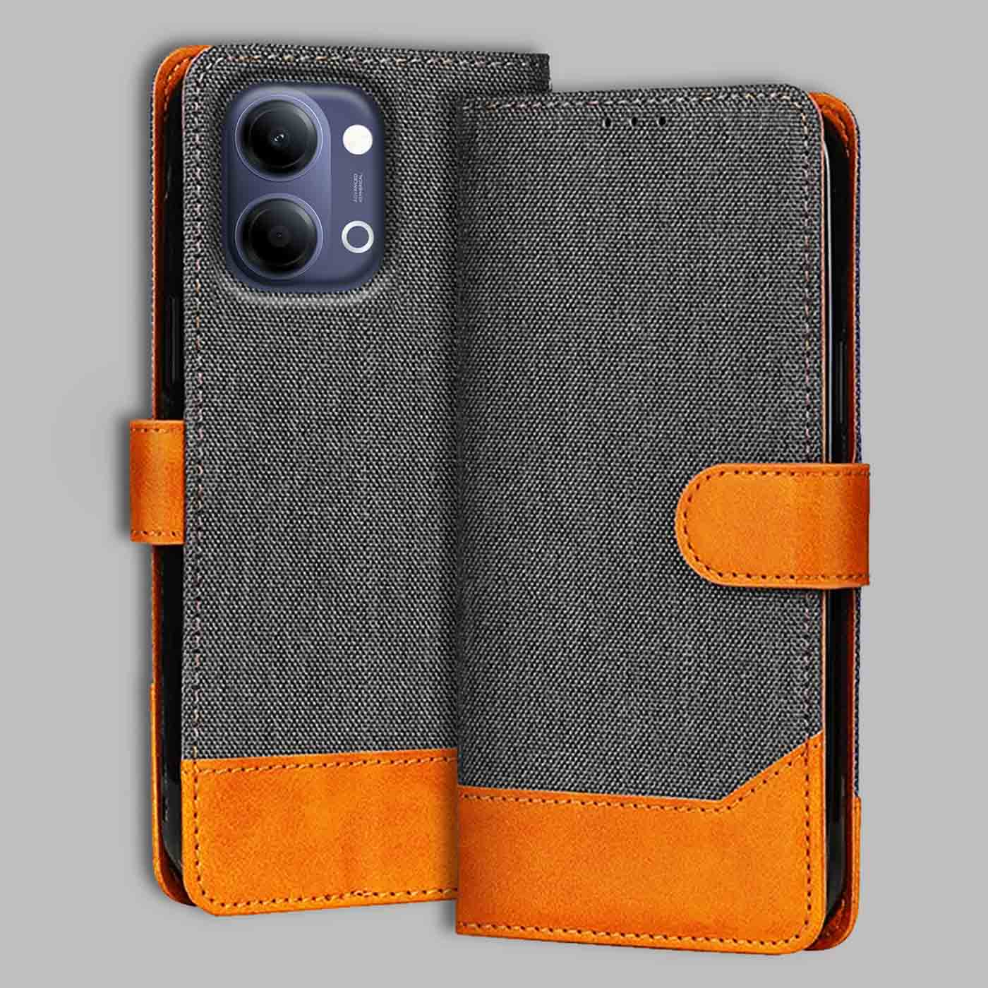 Vivo Y21 5G 2026 flip cover in Grey — front view by Accesorios
