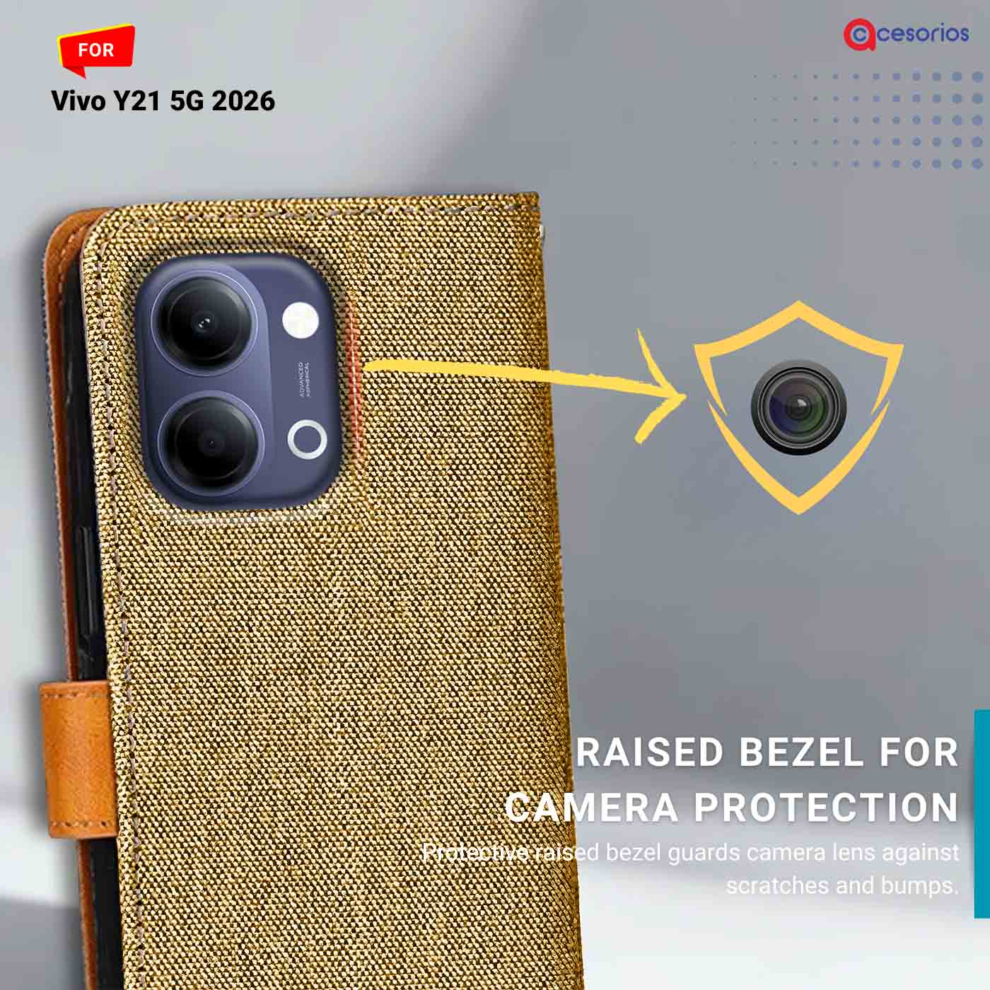 Denim & Leather back panel — Vivo Y21 5G 2026 mobile case