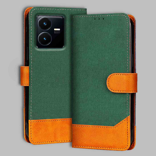 Vivo Y22 Flip Cover — Chambray, Forest Green after a year of daily use