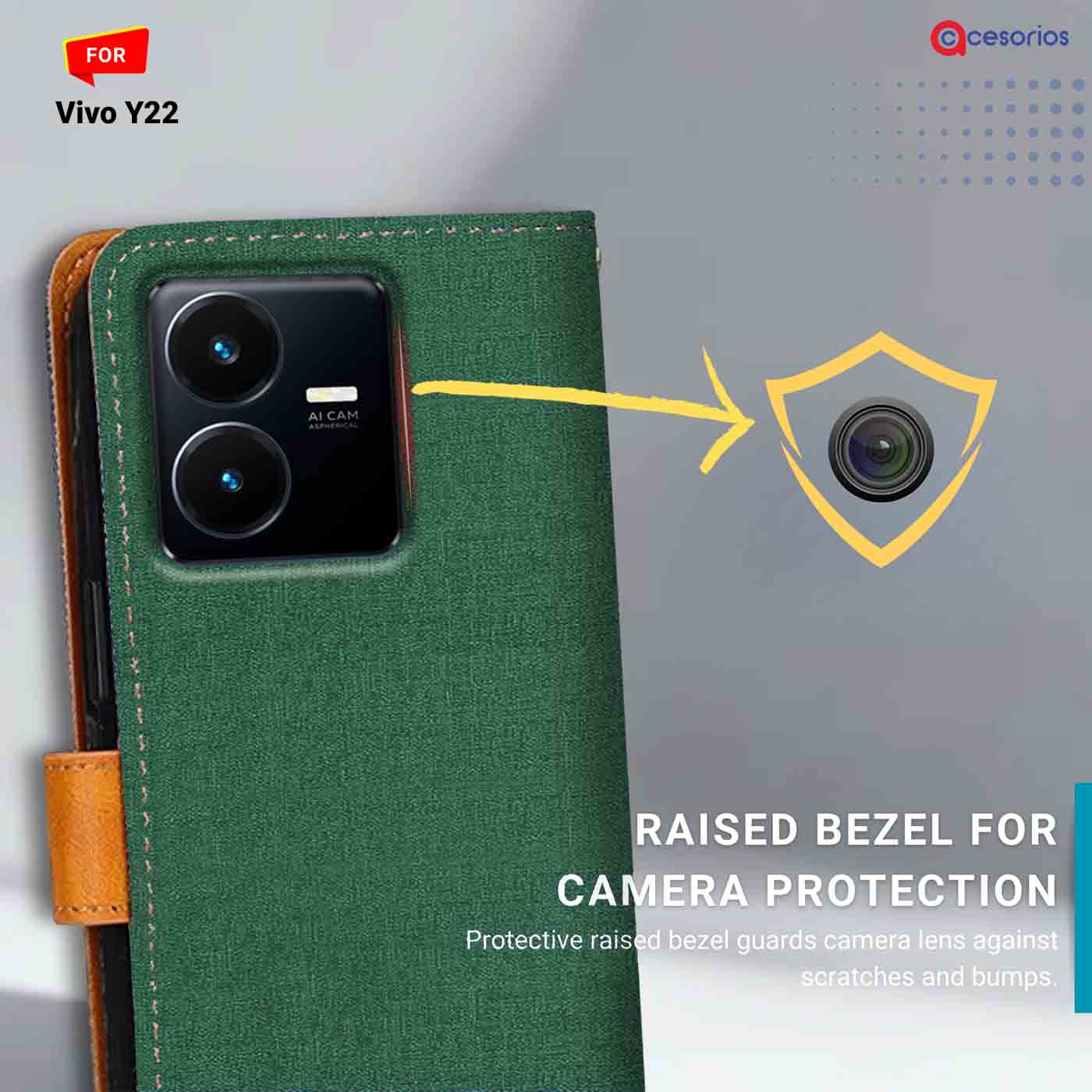 Canvas & Suede back panel — Vivo Y22 in Green mobile case