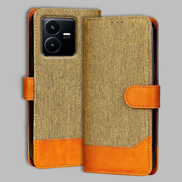 Vivo Y22 Flip Cover — Denim, Camel Beige after a year of daily use
