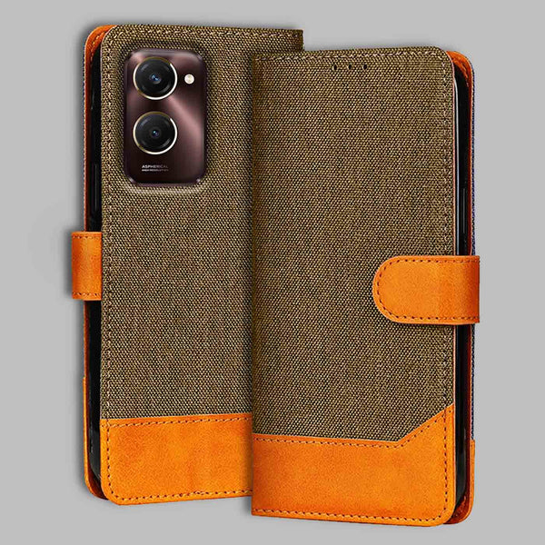 Vivo Y28S 5G Flip Cover — Denim, Walnut Brown after a year of daily use