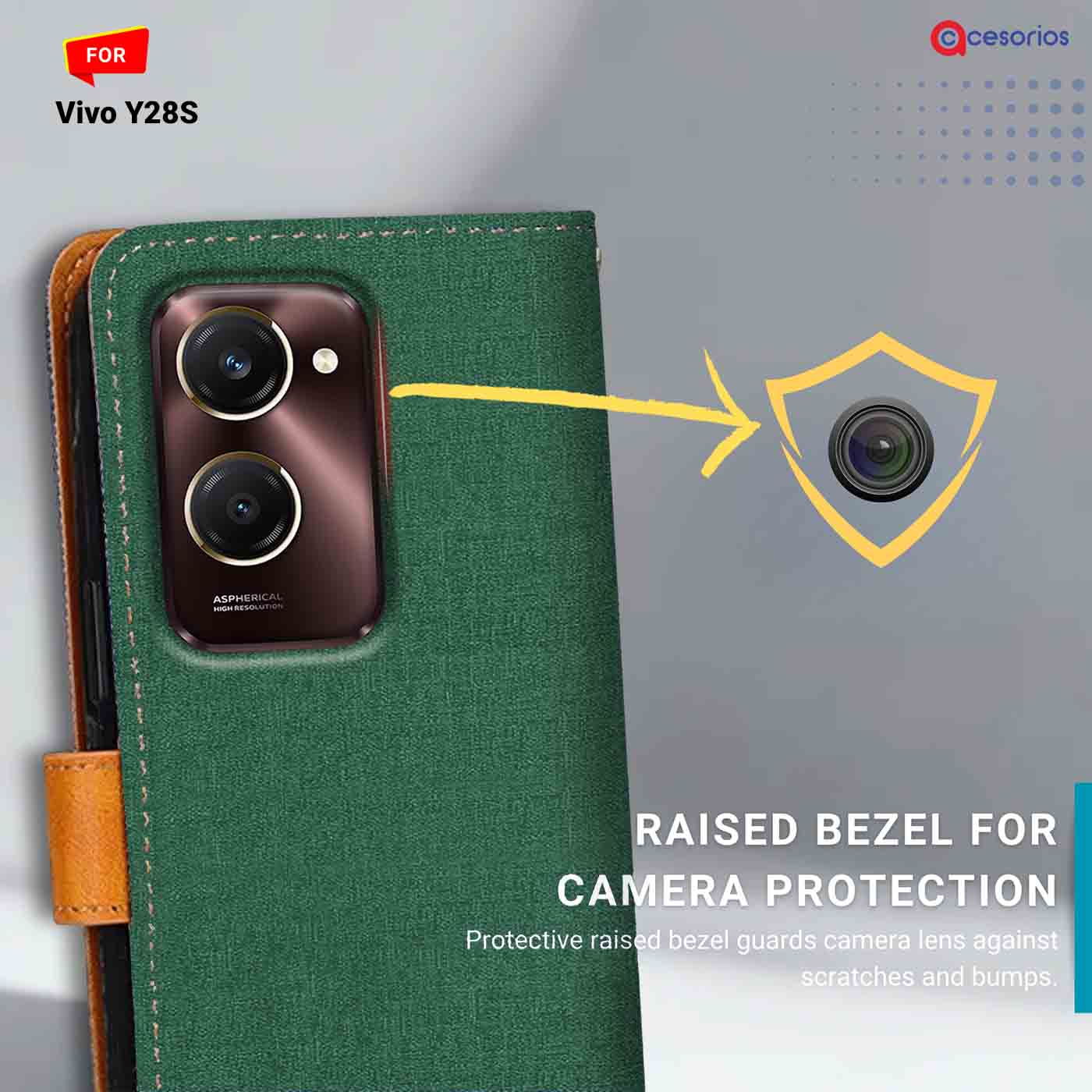Canvas & Suede back panel — Vivo Y28S 5G in Green mobile case