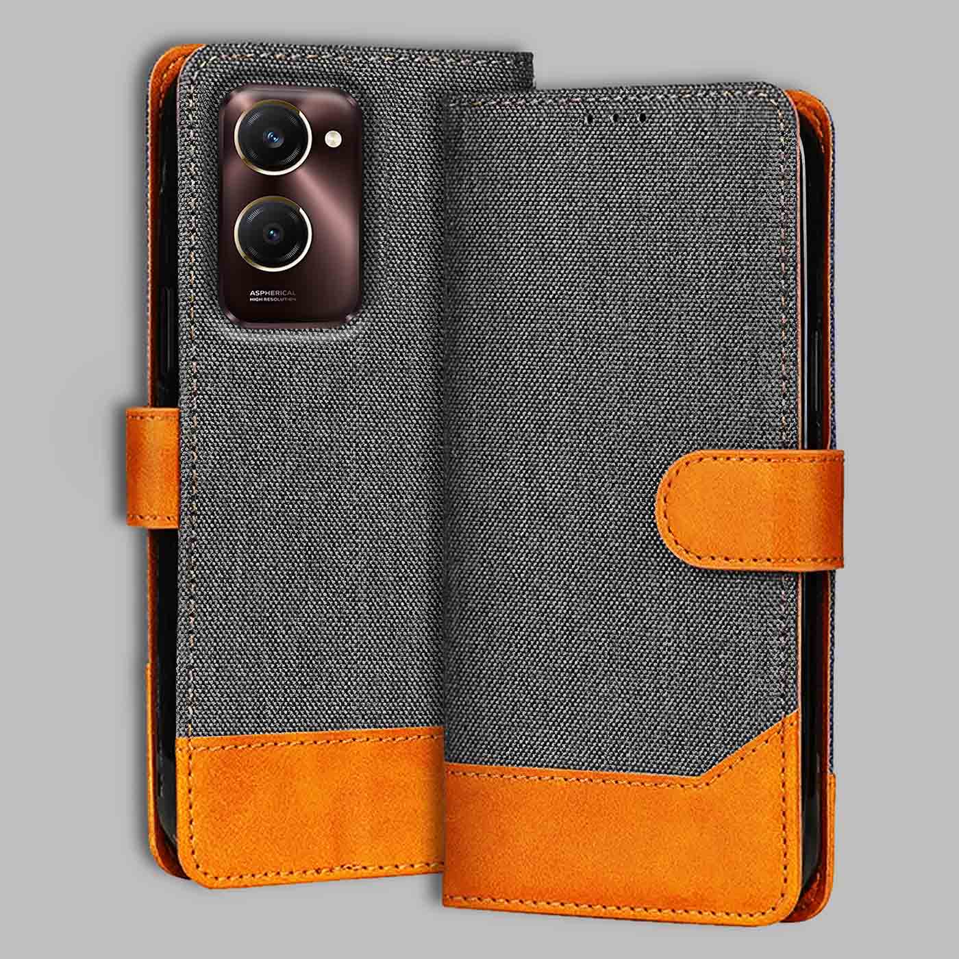Accesorios Vivo Y28S denim flip cover – Grey – Image 1 #color_