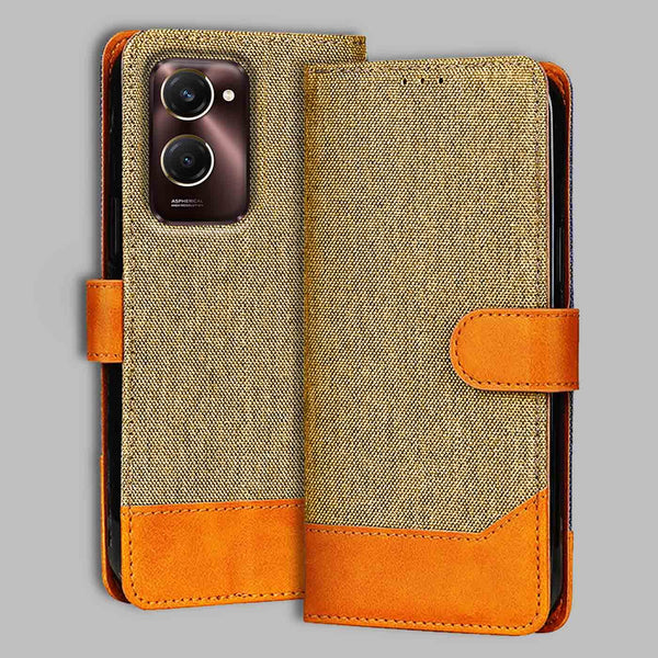 Vivo Y28S 5G Flip Cover — Denim, Camel Beige after a year of daily use