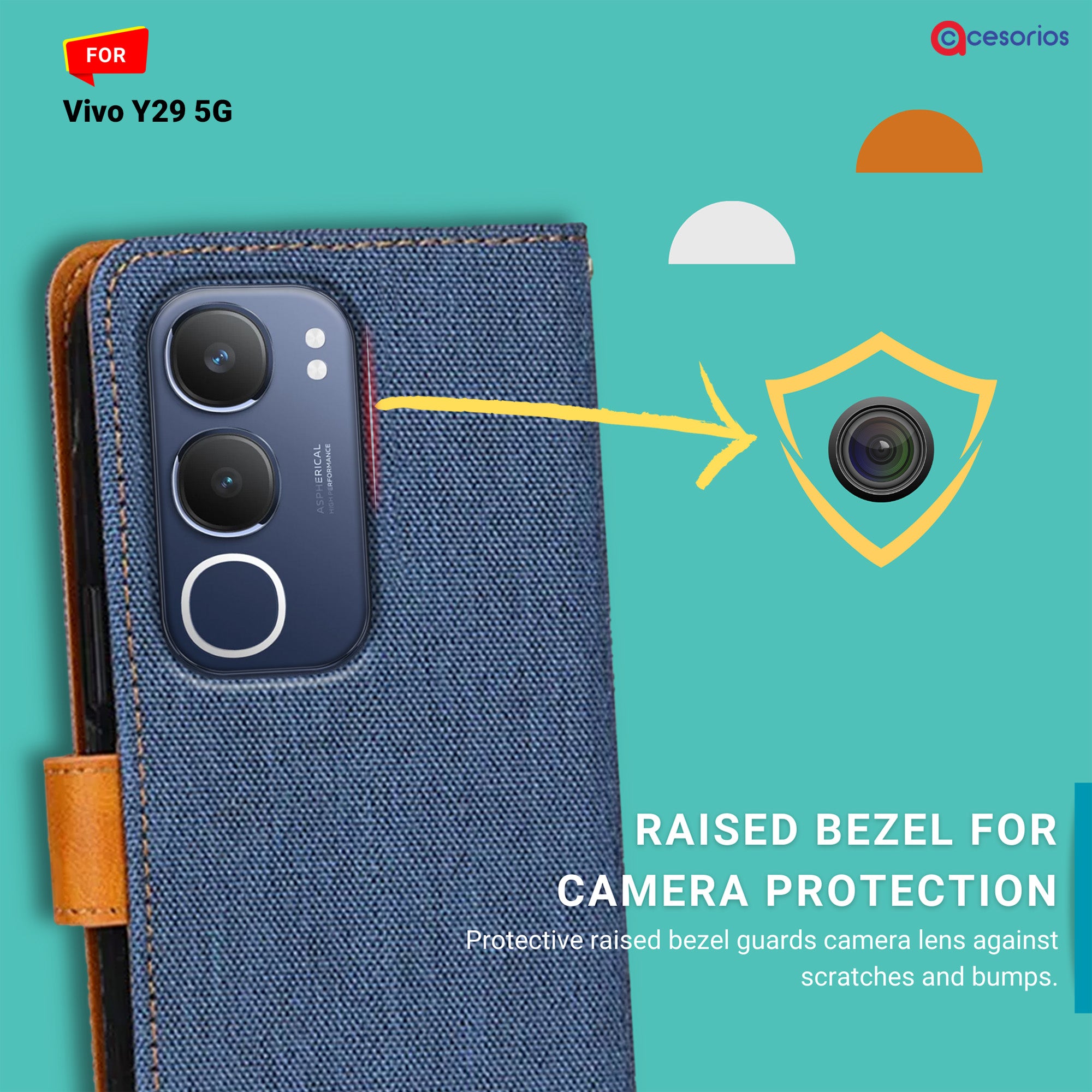Accesorios Vivo Y29 5G denim flip cover – Blue – Image 2 #color_blue