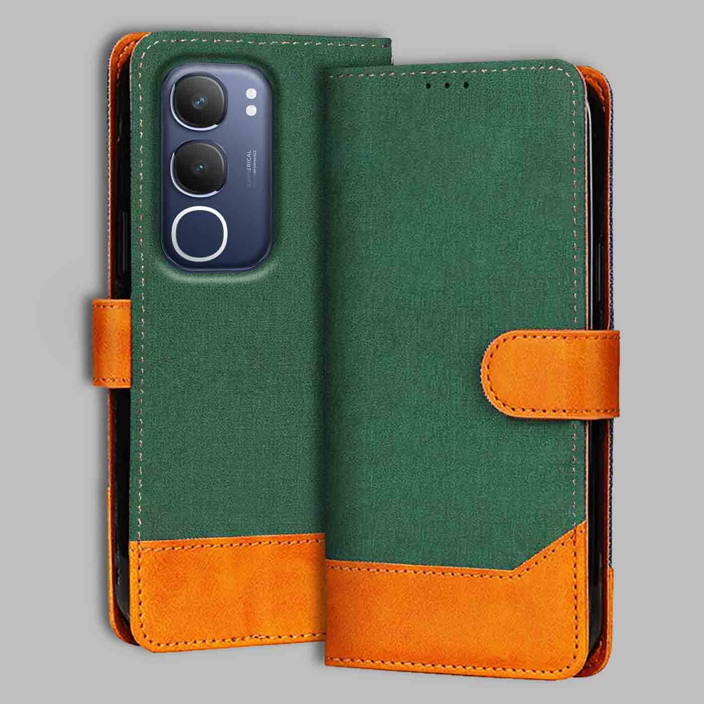 Accesorios Vivo Y29 5G denim flip cover – Green – Image 1 #color_g