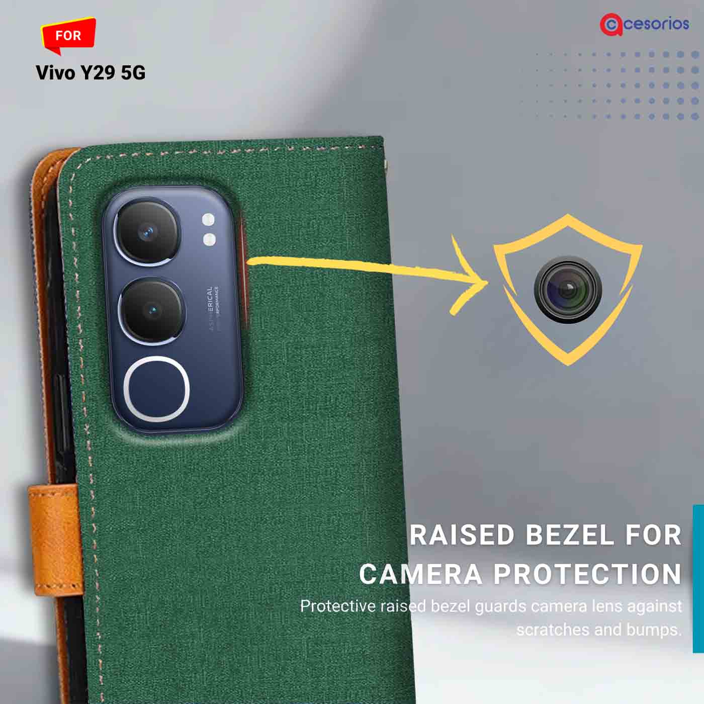 Accesorios Vivo Y29 5G denim flip cover – Green – Image 2 #color_g