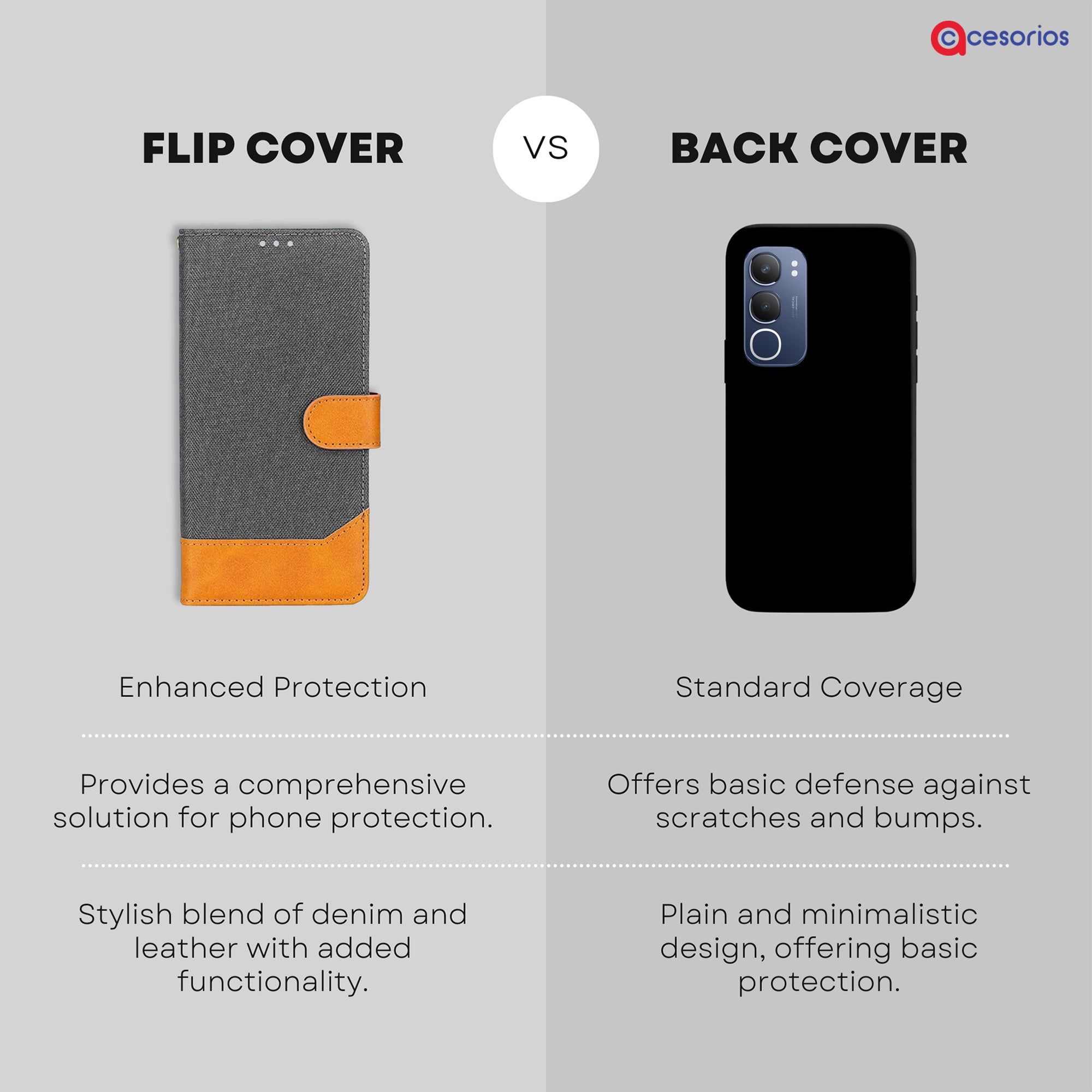 Accesorios Vivo Y29 5G denim flip cover – Grey – Image 8 #color_grey