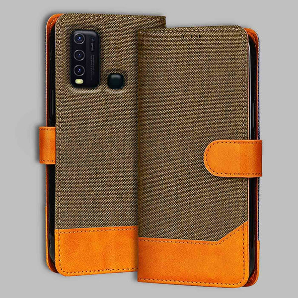 Vivo Y30 Flip Cover — Denim, Walnut Brown after a year of daily use