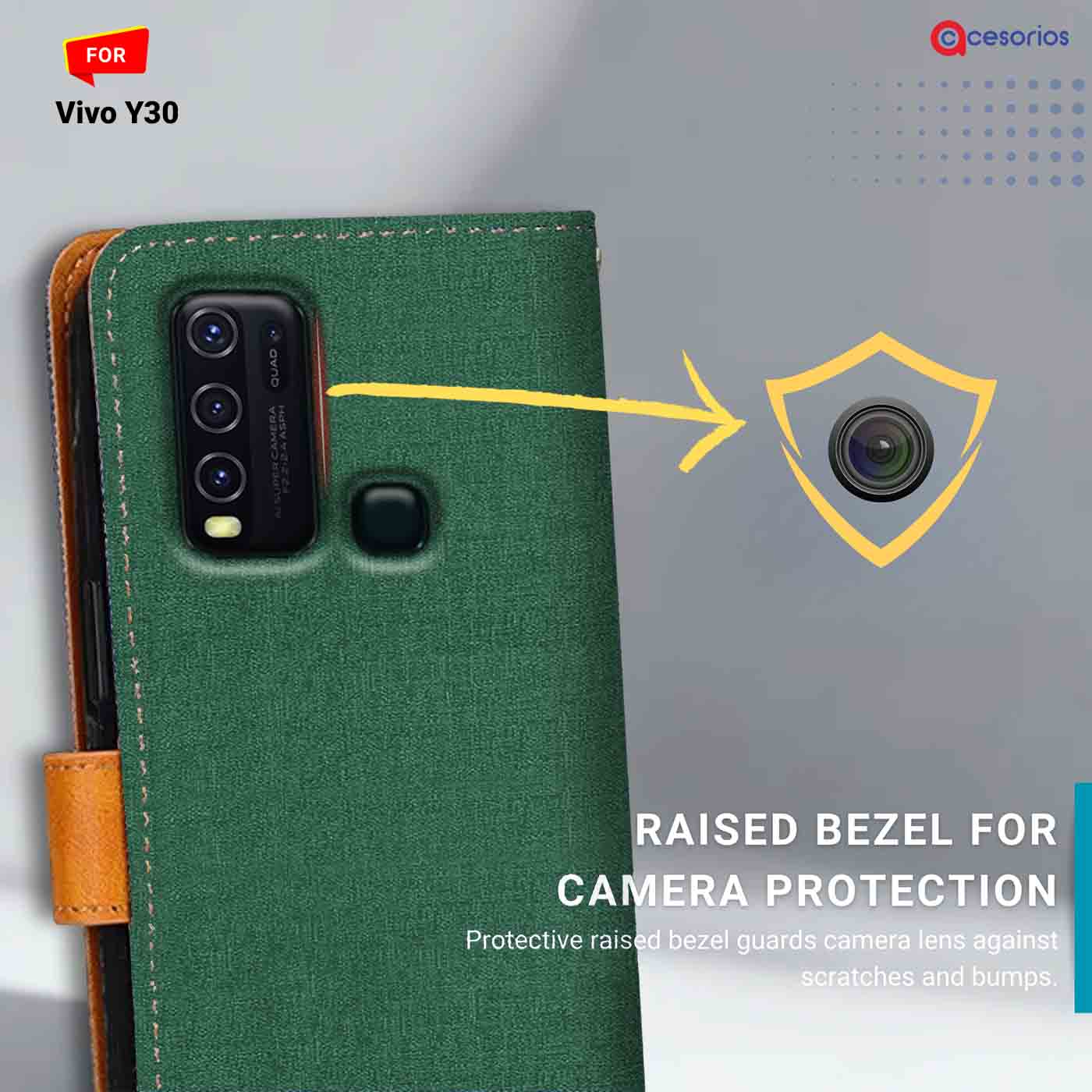 Canvas & Suede back panel — Vivo Y30 in Green mobile case